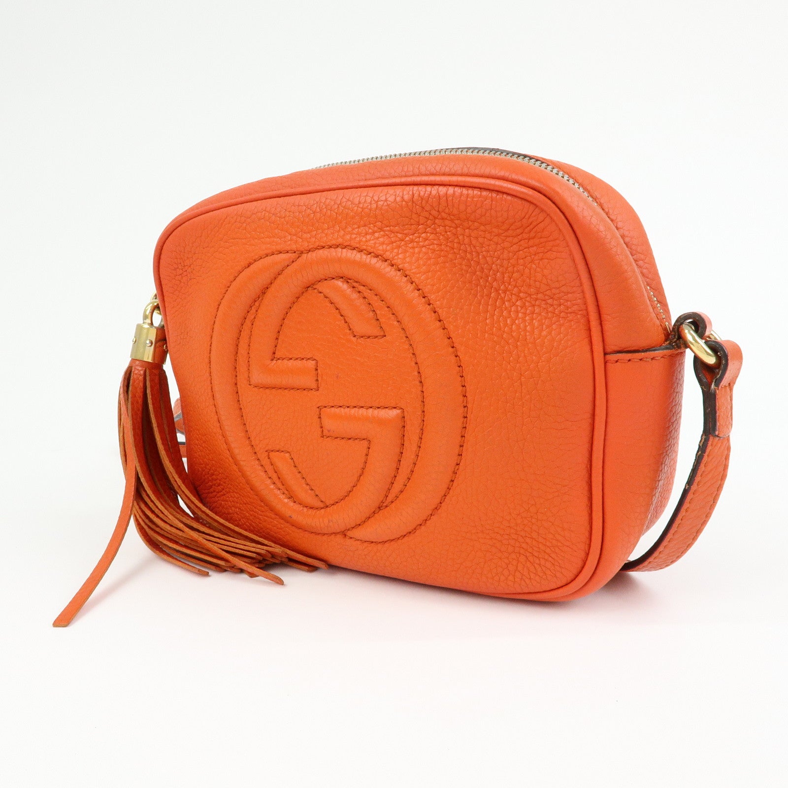 GUCCI SOHO Small Disco Leather Shoulder Bag Orange 308364