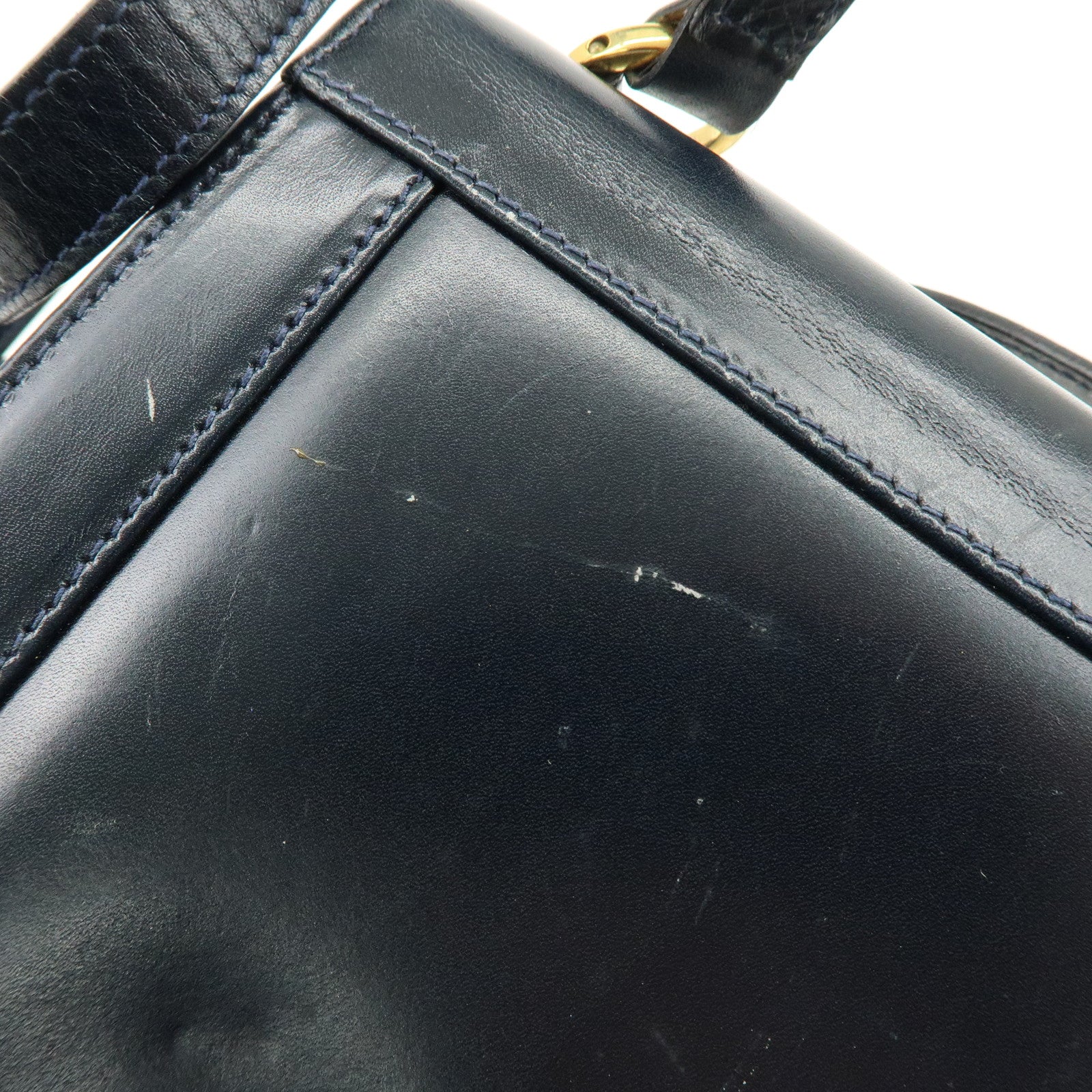 Ferragamo Gancini Leather Shoulder Bag Crossbody Bag Navy