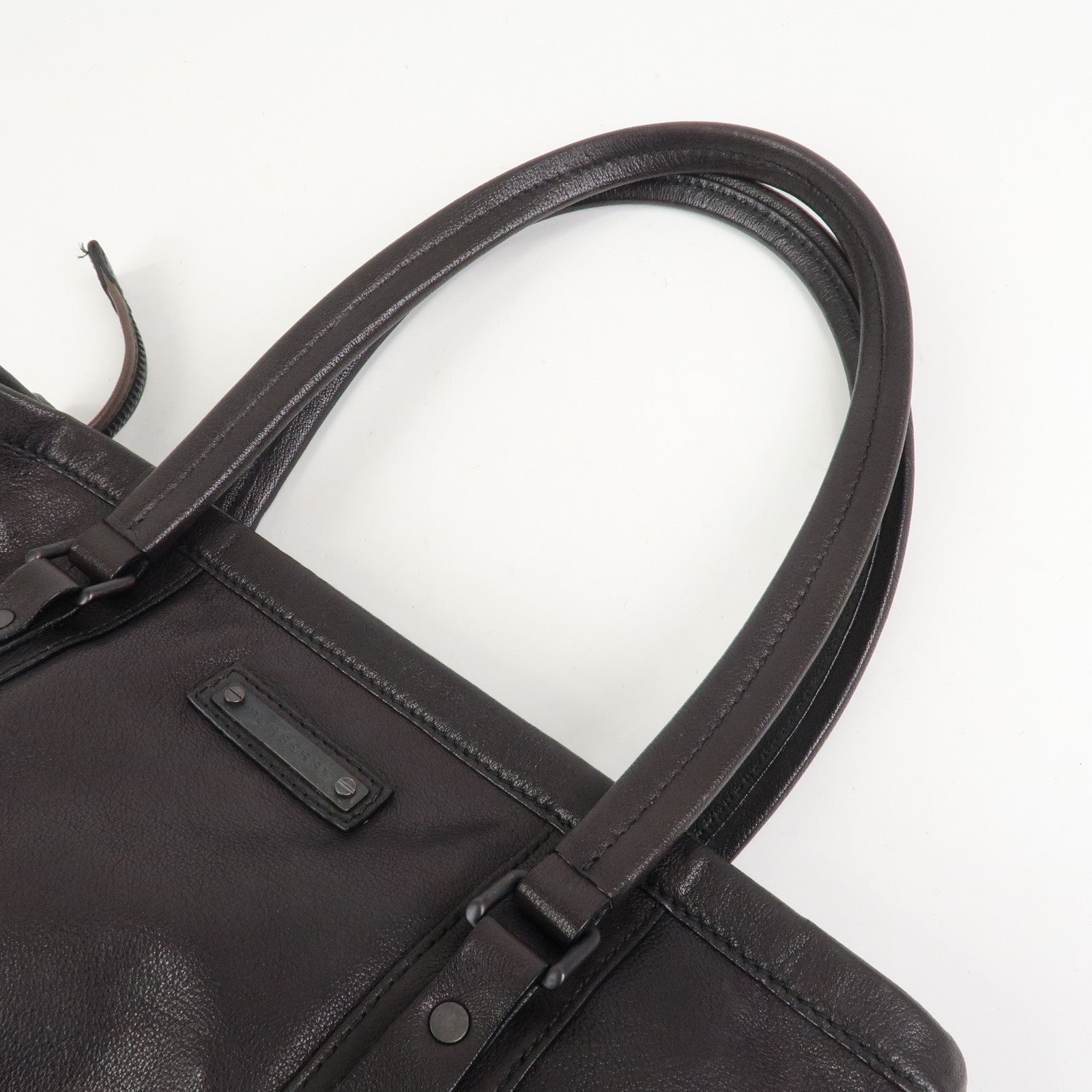 BURBERRY Logo Leather Tote Bag Shoulder Bag Black