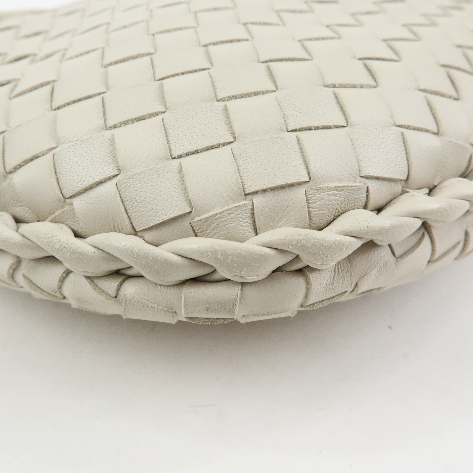 BOTTEGA VENETA Hobo Intrecciato Leather Shoulder Bag Ivory 232499