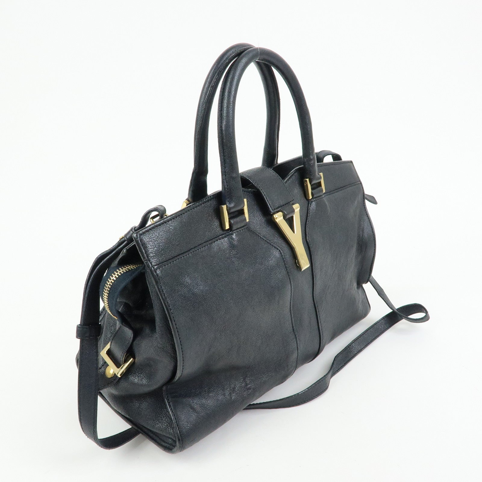 SAINT LAURENT PARIS Cabas Chyc Mini Y Line Leather 2WAY Bag 370699