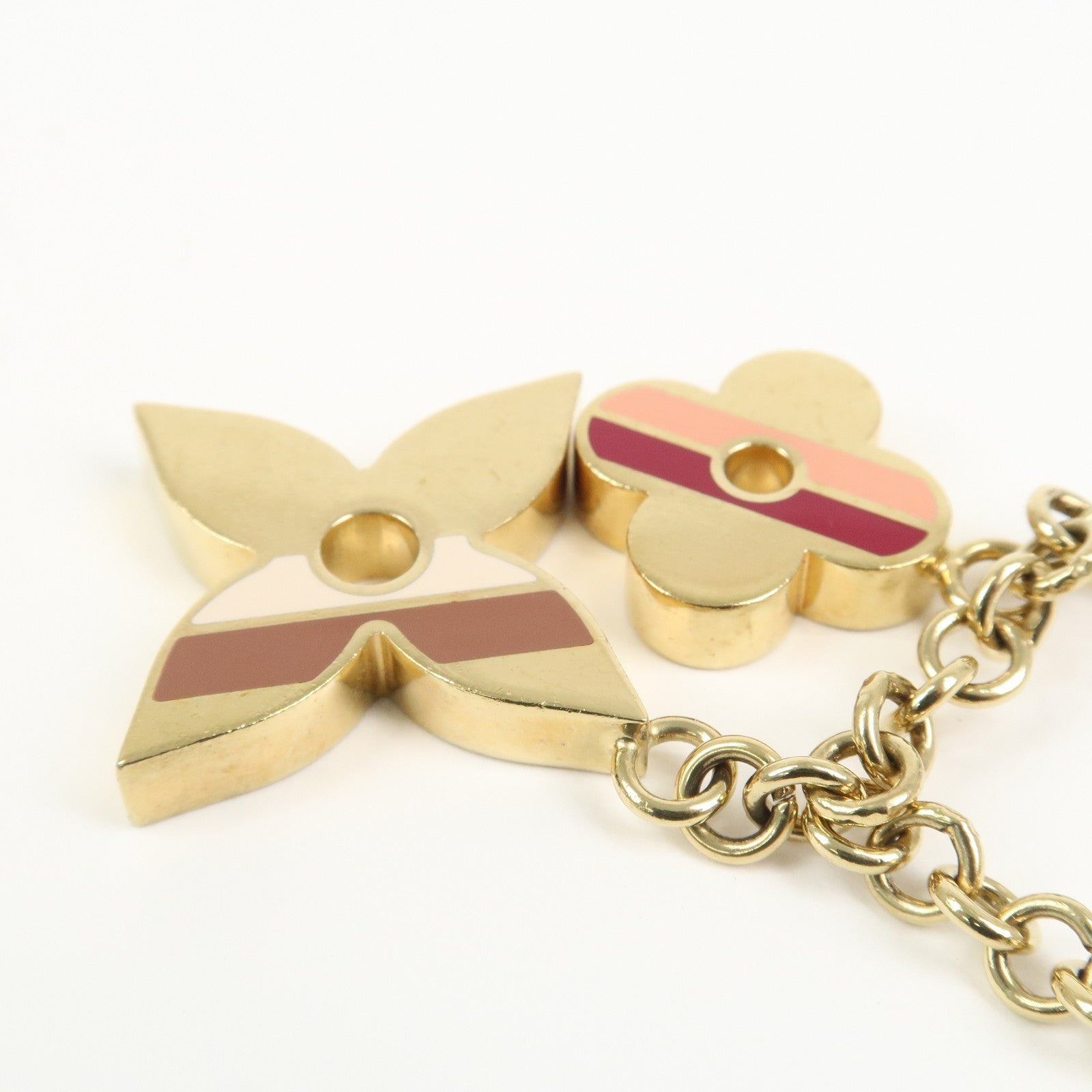 Louis Vuitton Porte Cles Chaine Flower Stripes Bracelet Gold M78612