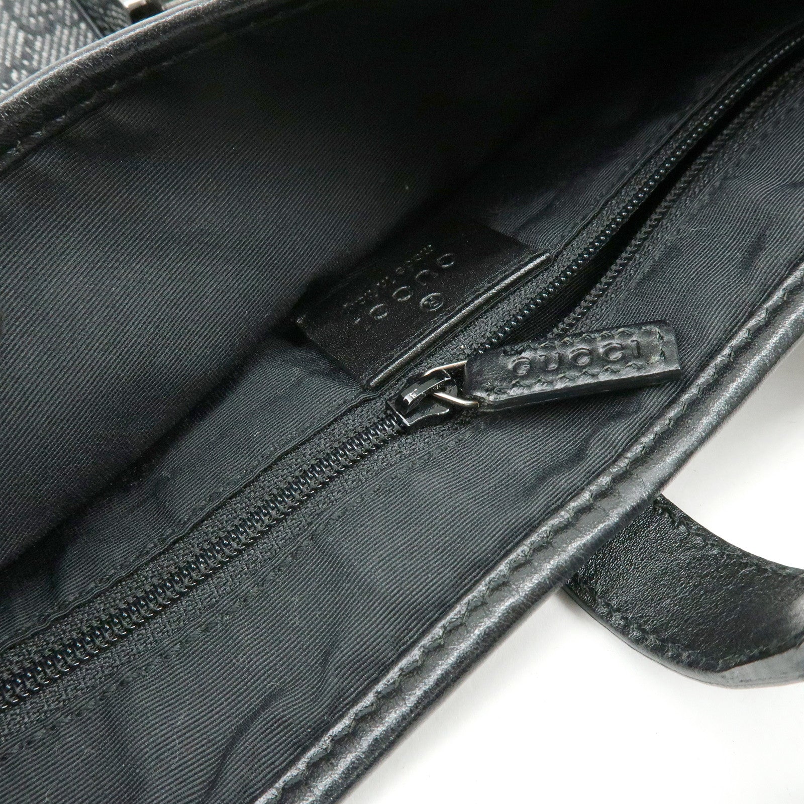 GUCCI Jackie GG Denim Leather Shoulder Bag Hand Bag Black 00963