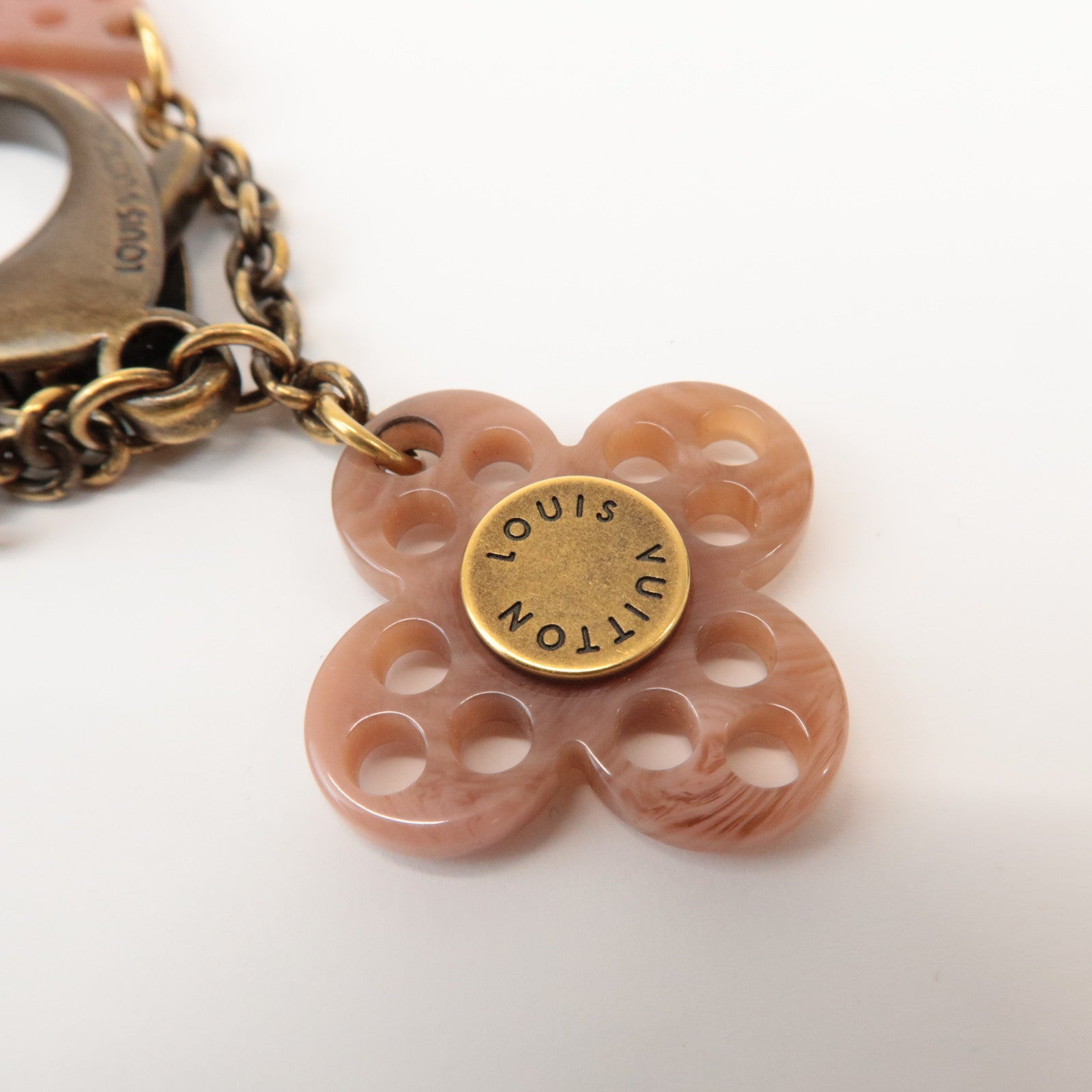 Louis Vuitton Bijoux Sac Lock Flower Metal Plastic Key Chain M65851