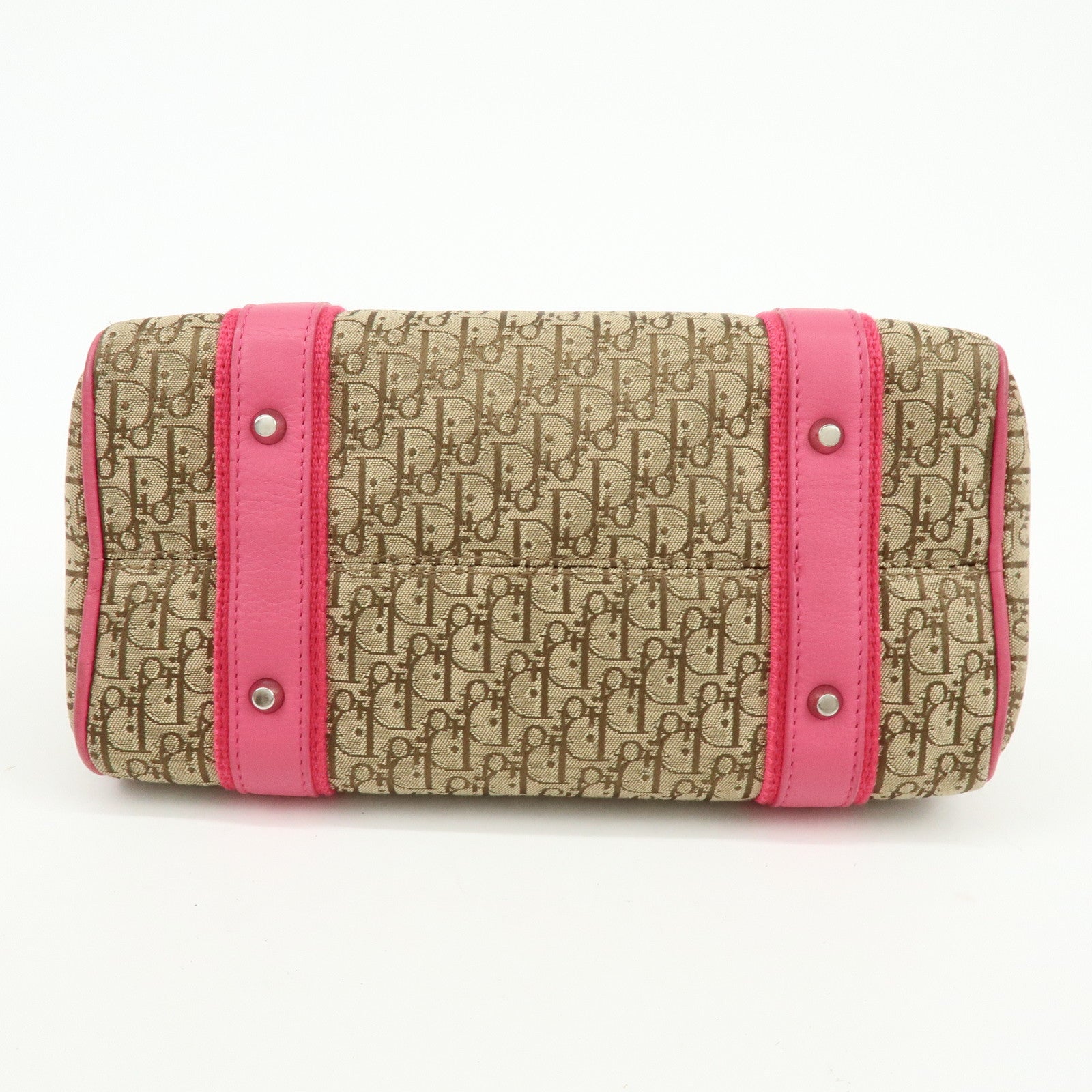 Christian Dior Trotter Street Chic Canvas Leather Boston Bag Pink