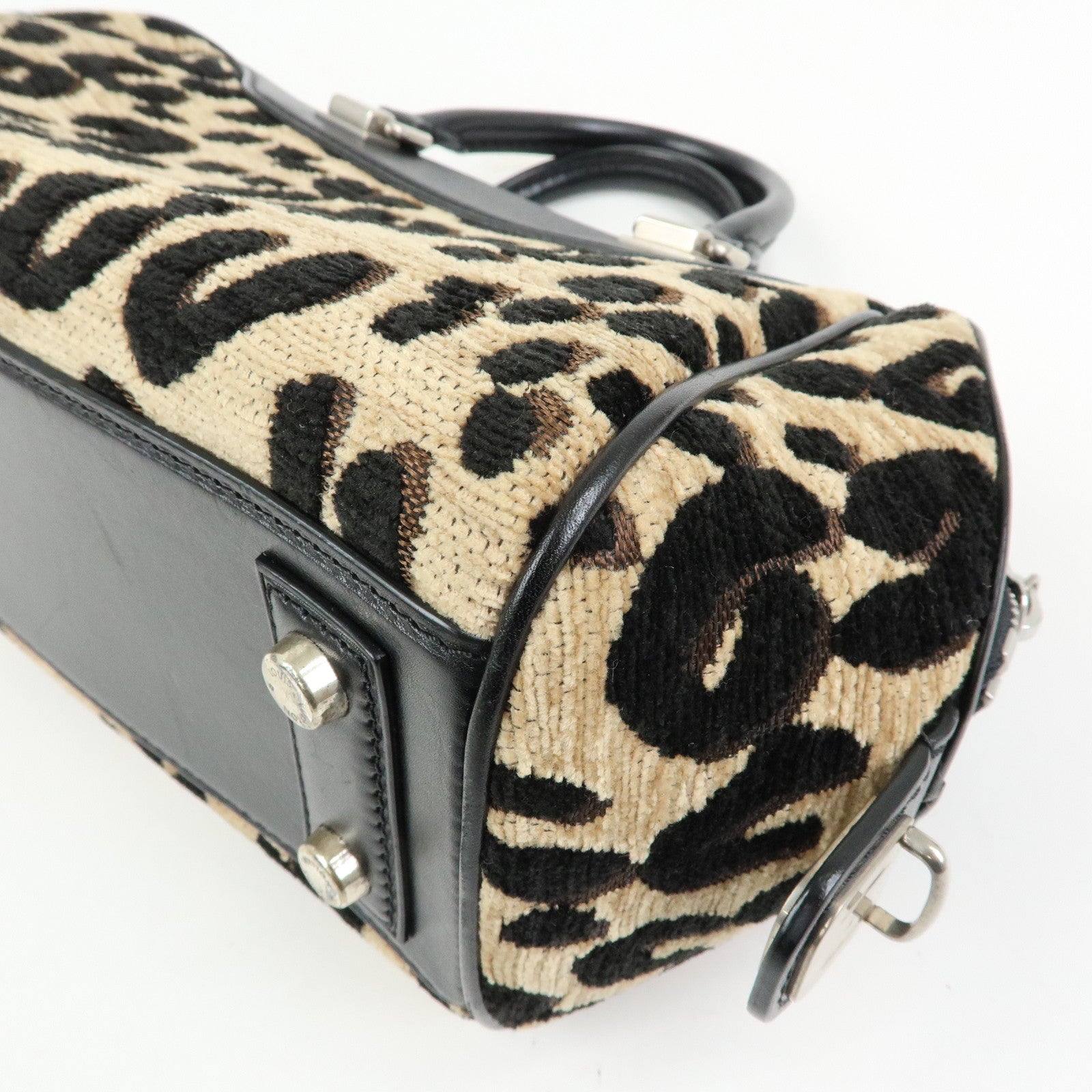 Louis Vuitton Jacquard Canvas Leather Leopard Baby Hand Bag M94257