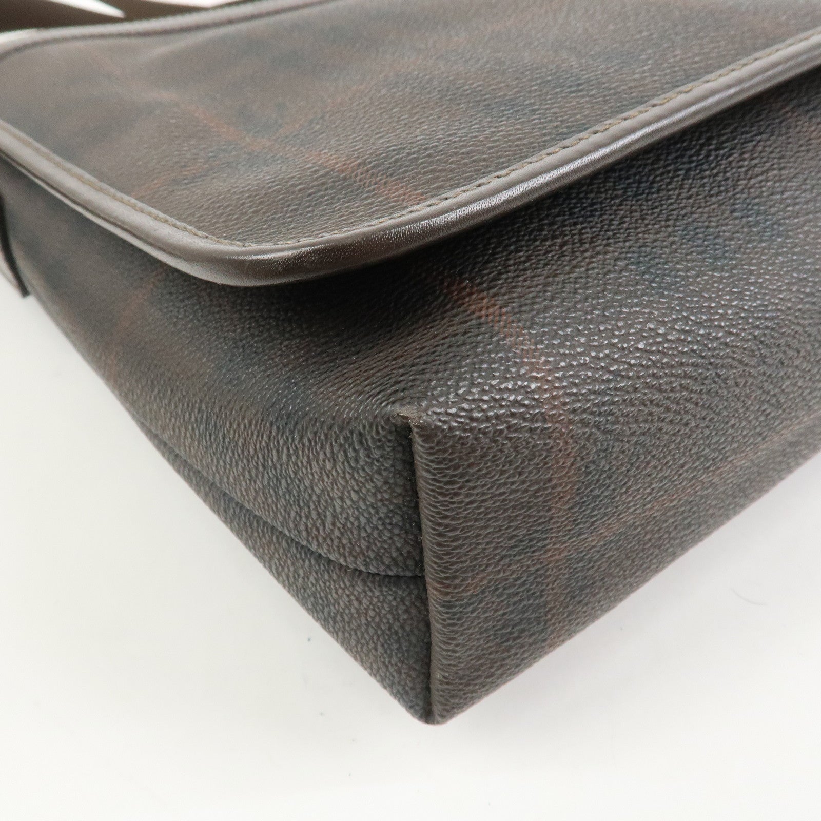 BURBERRY PVC Canvas Leather Shoulder Bag Crossbody Bag Brown