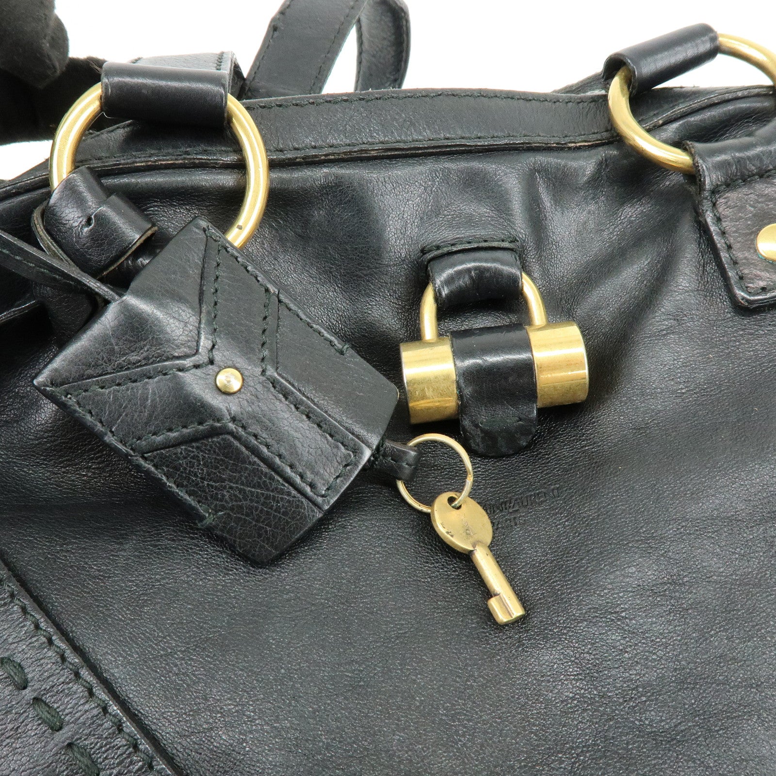 SAINT LAURENT PARIS MUSE Leather Hand Bag Shoulder Bag Black 153959