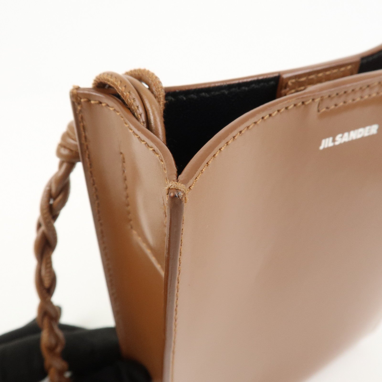 JIL SANDER Leather Tangle Small Shoulder Bag Crossbody Bag Brown