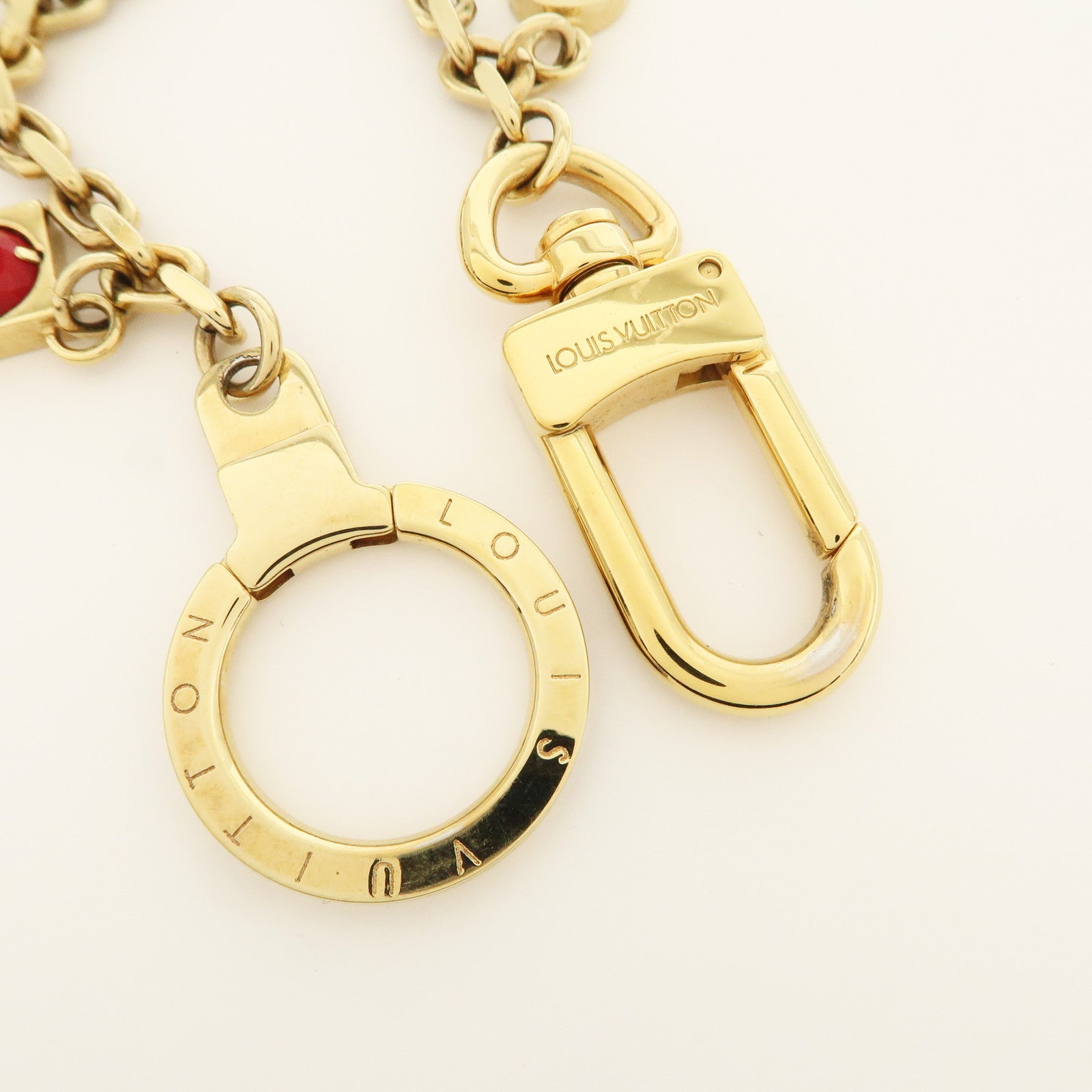 Louis Vuitton Malletage Flowers GP Metal Key Ring Black Gold M67384