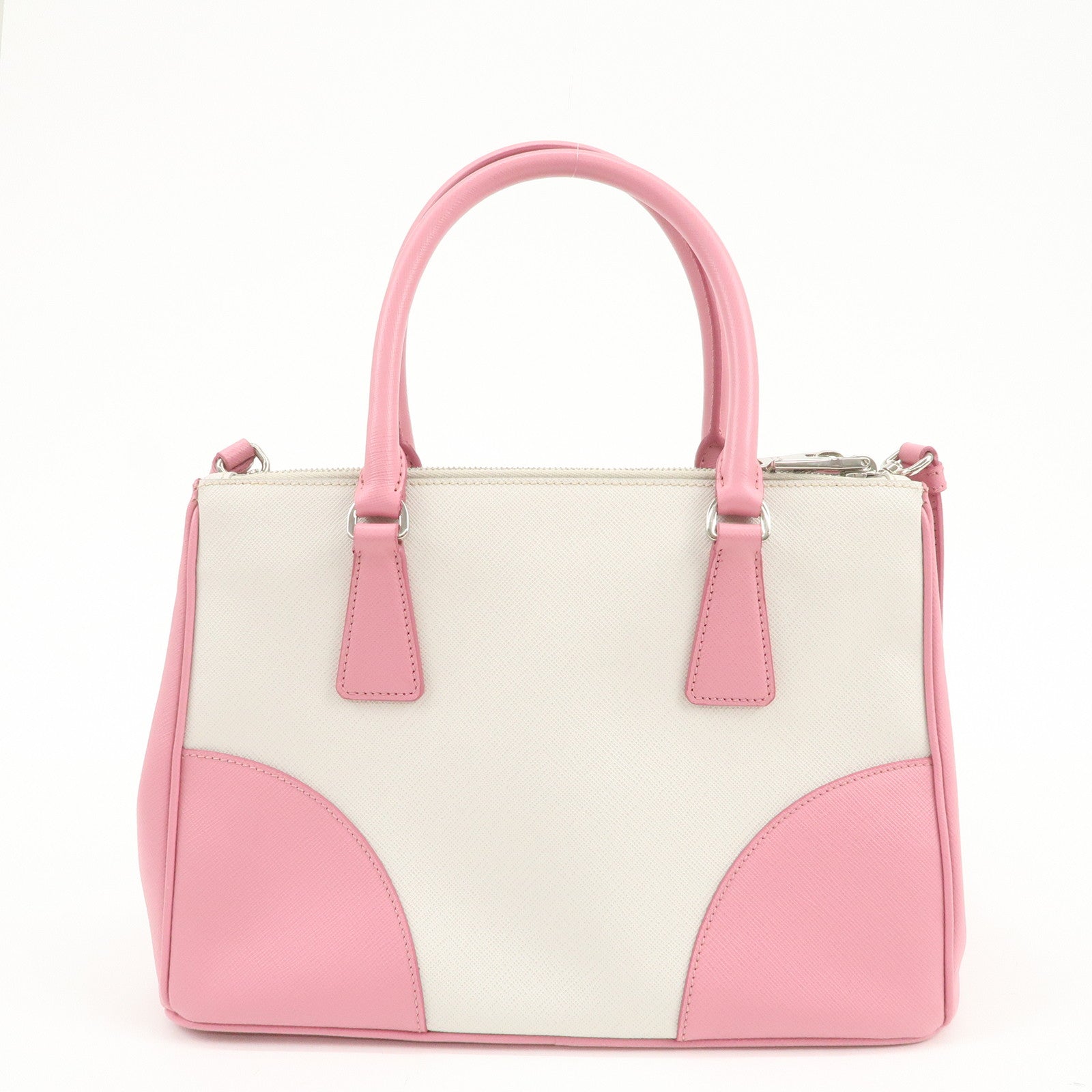 PRADA CITY CALF Triangle Logo Saffiano Leather 2Way Bag Pink B2863K