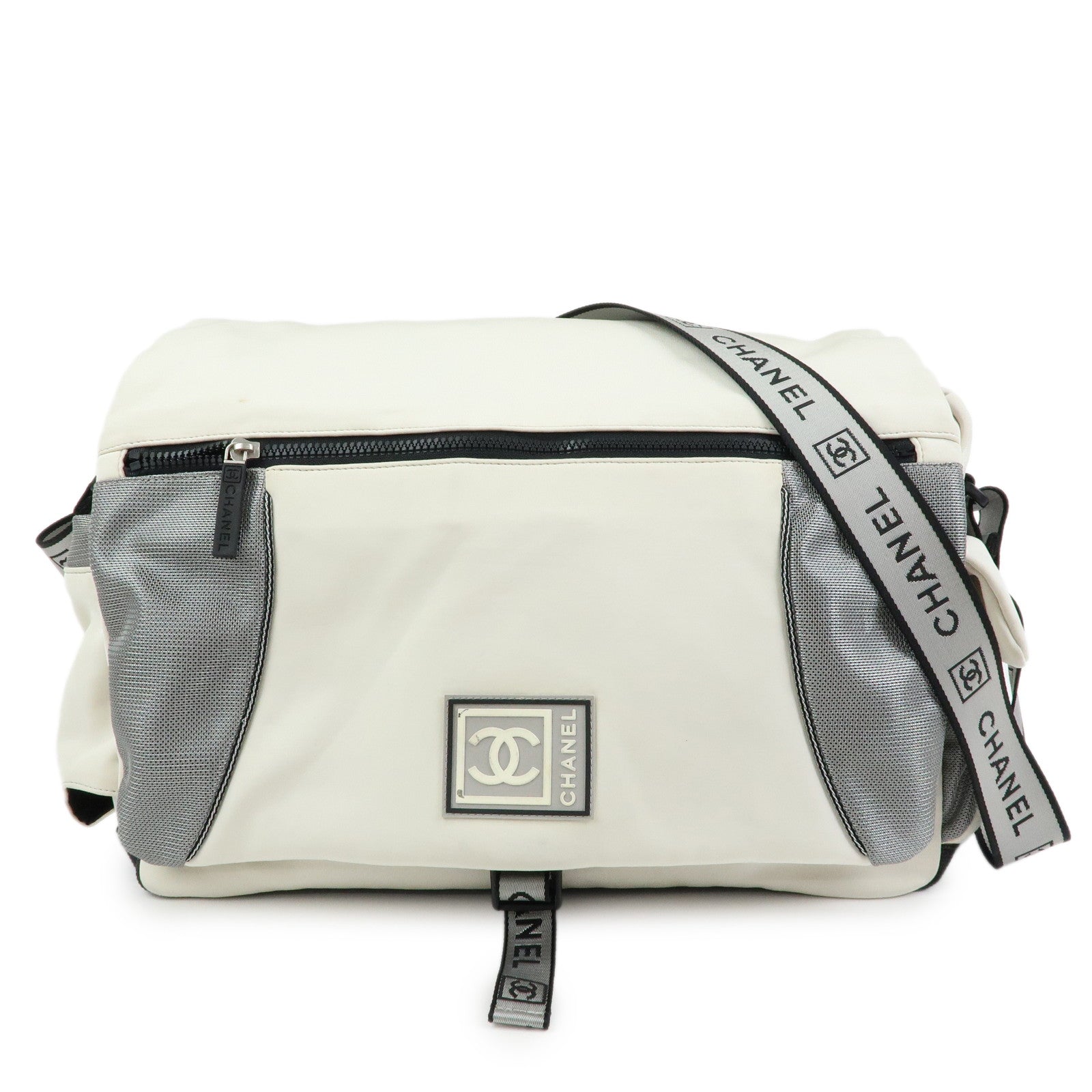 CHANEL CHANEL Sports Nylon Shoulder Bag Messenger Bag White Gray