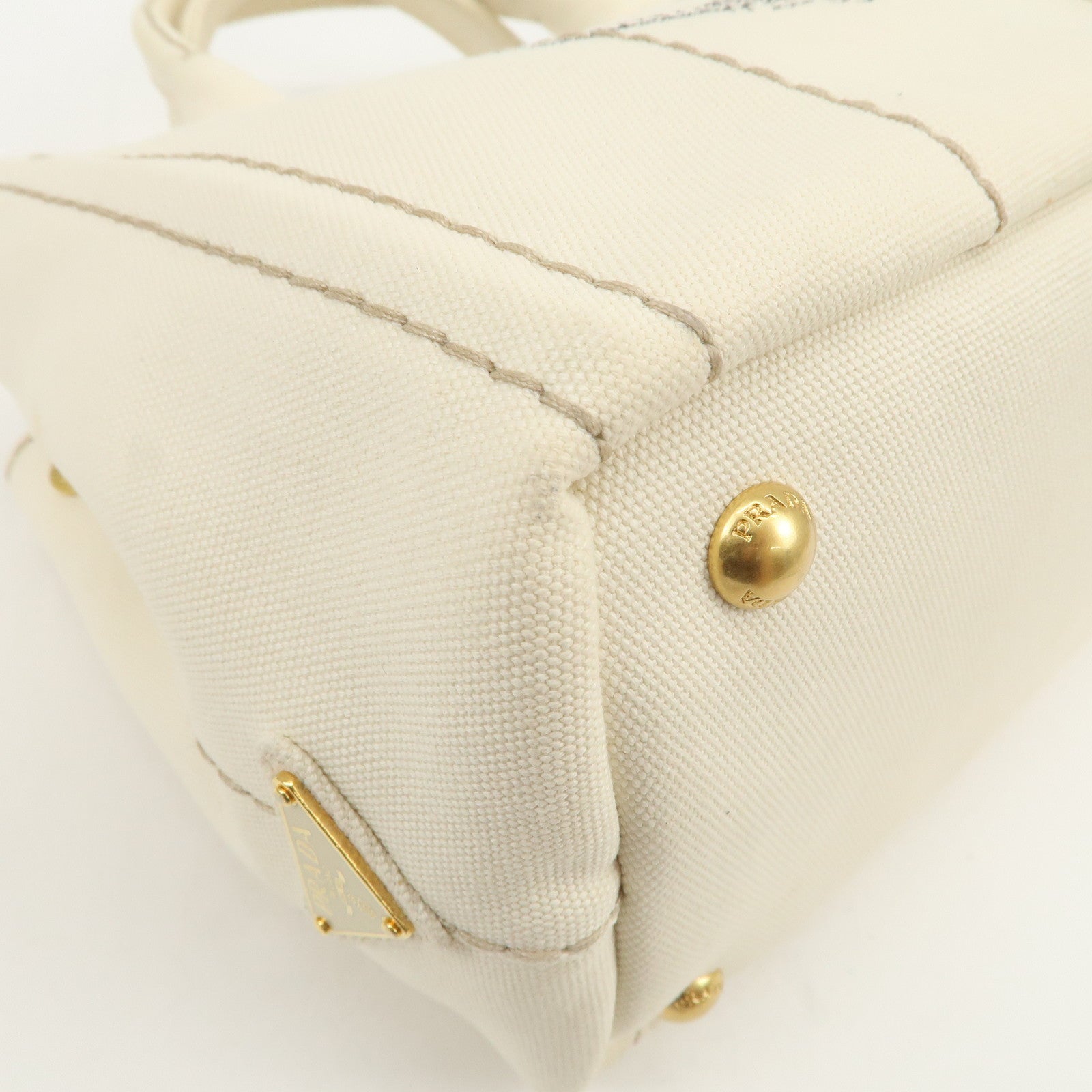 PRADA Canapa Mini Canvas 2Way Hand Shoulder Bag Ivory B2439G