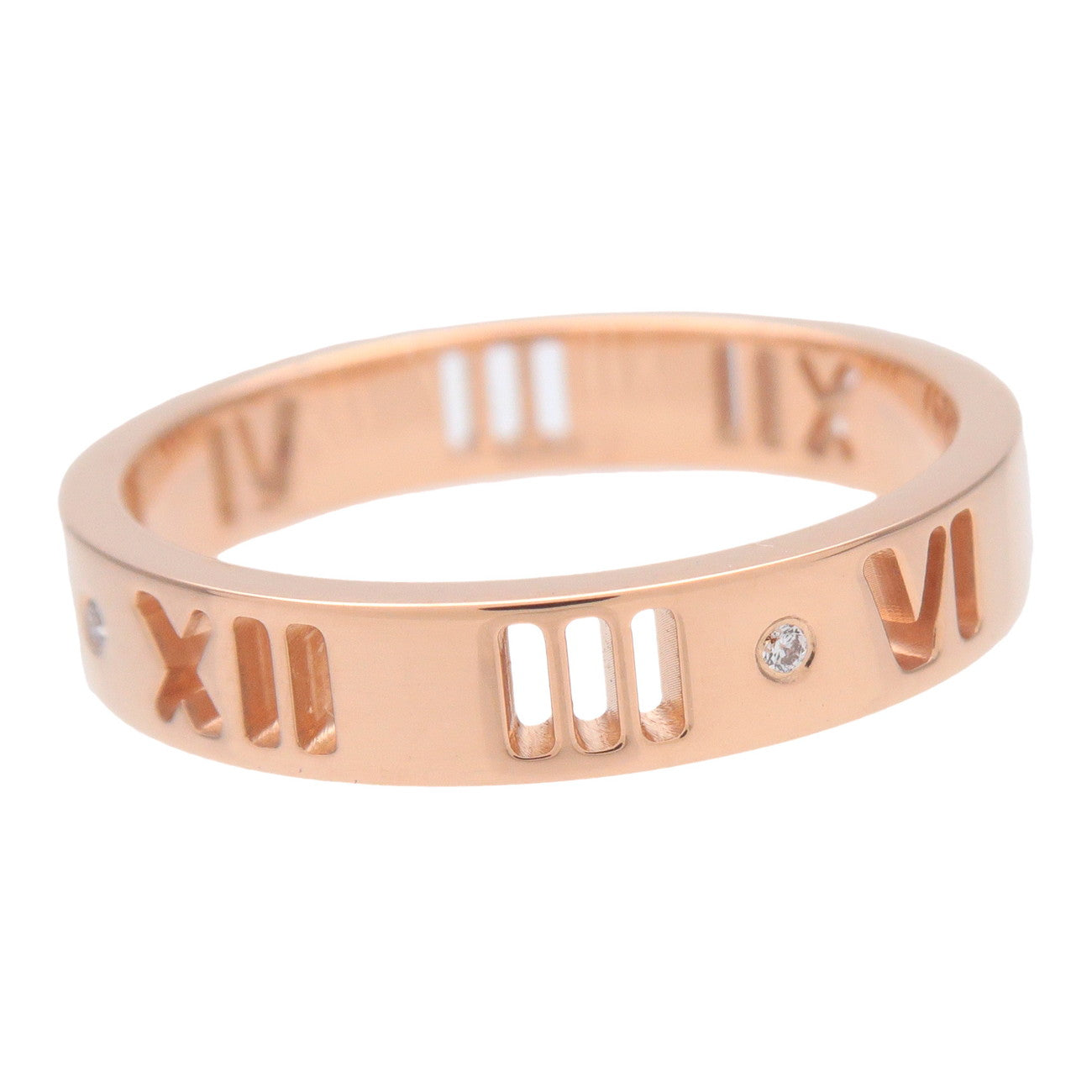 Tiffany & Co Pierced Atlas 4P Diamond Ring K18PG 750PG #11.5
