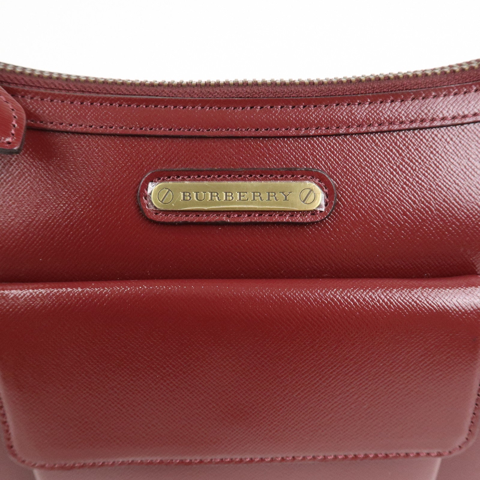 BURBERRY Leather Shoulder Bag Hand Bag Bordeaux Gold HDW