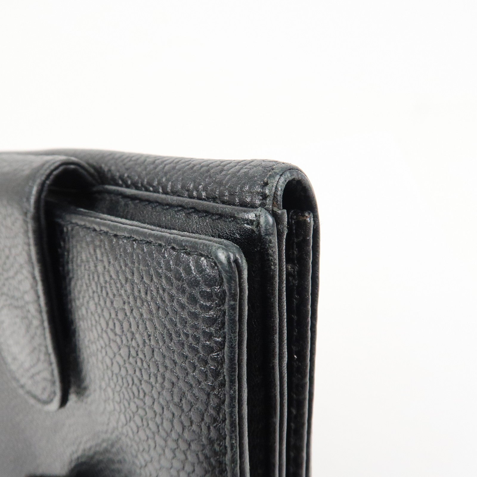 CHANEL COCO Mark W Hook Bi-fold Compact Wallet Black A01427