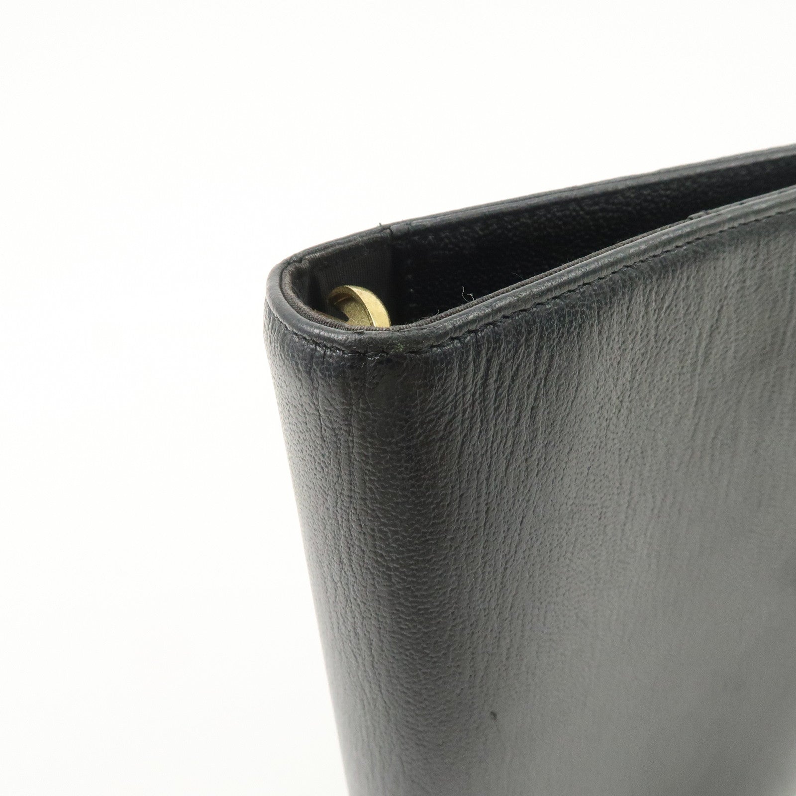 CHANEL COCO Mark Leather Planner Cover Black Gold Hardware Used