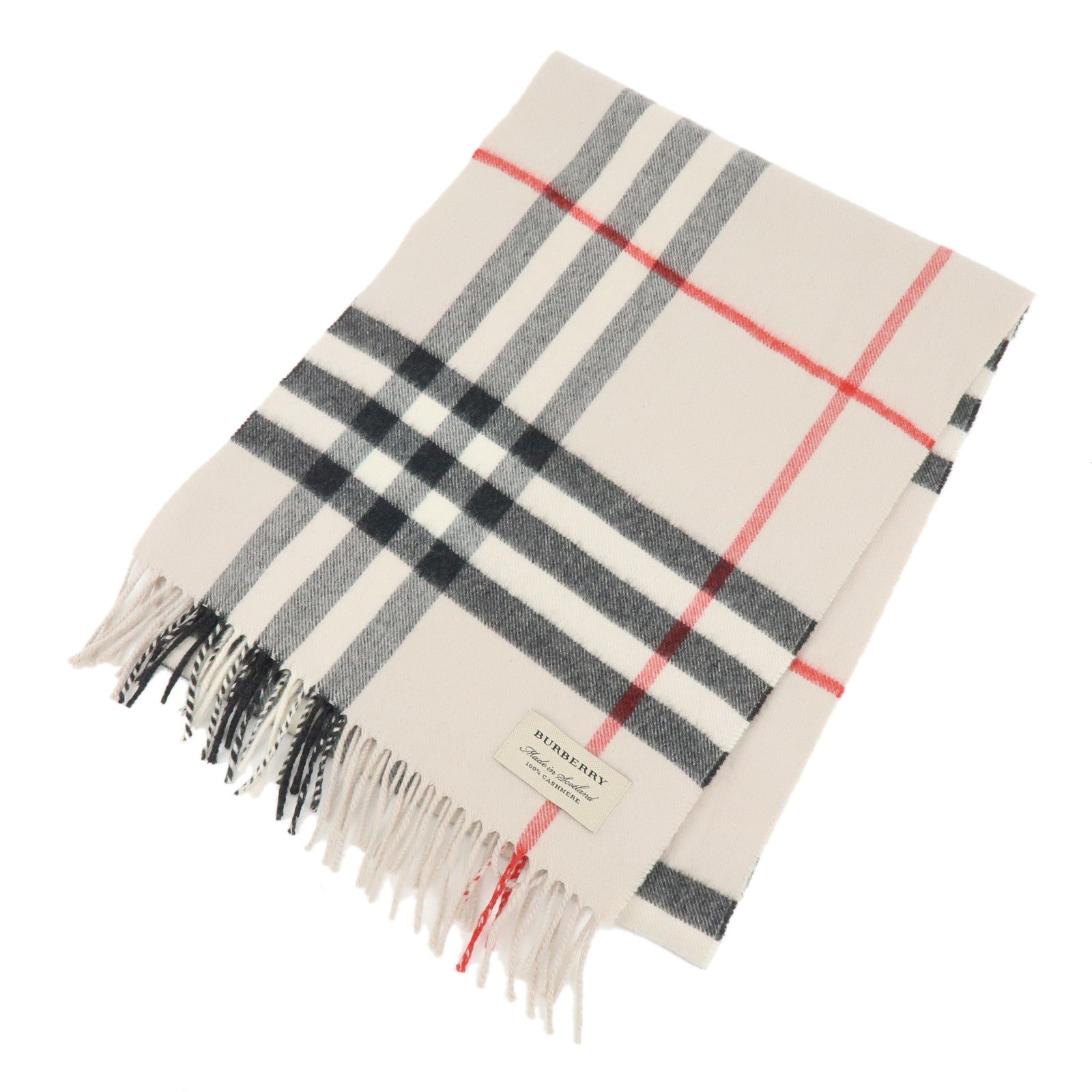 BURBERRY Plaid Cashmere 100% Scarf Nova Plaid Beige Black Red