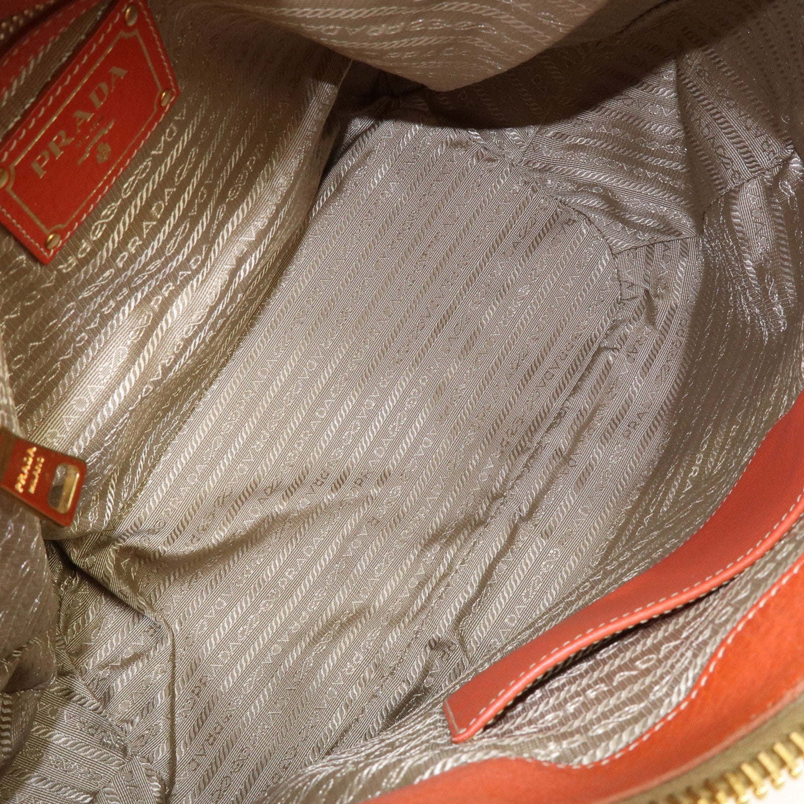 PRADA Logo Leather 2Way Bag Hand Bag Shoulder Bag Orange