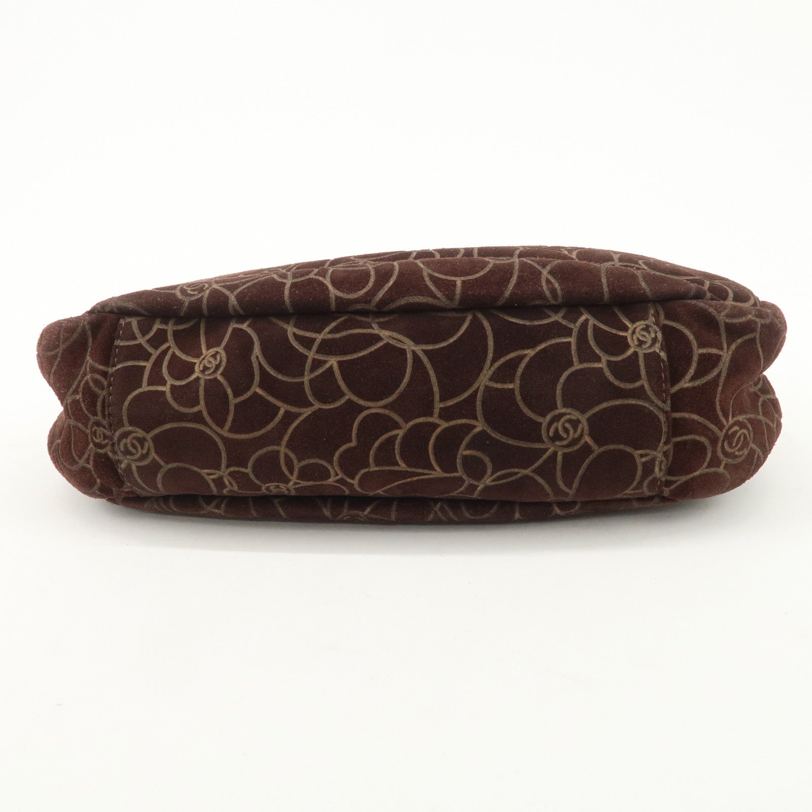 CHANEL Cameria Suede Shoulder Bag Brown Silver Hardware Used