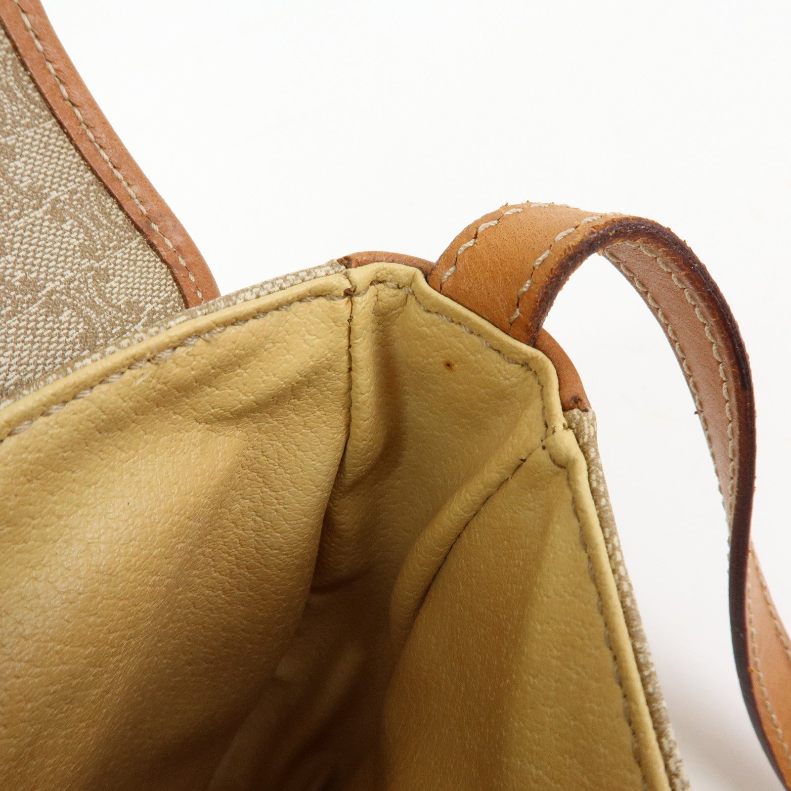 CELINE Macadam PVC Leather Shoulder Bag Crossbody Bag Beige Brown