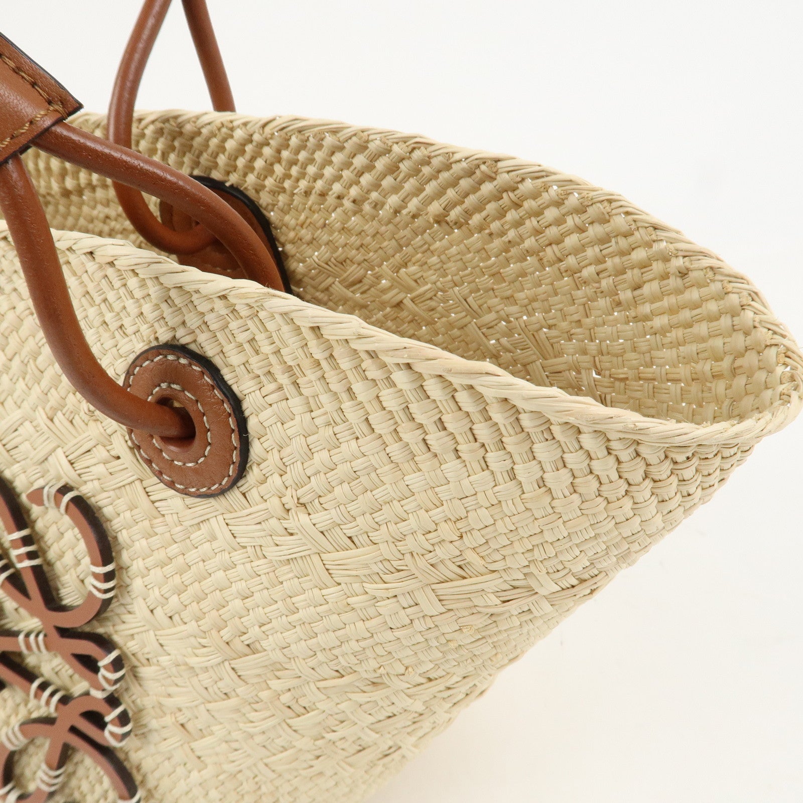 LOEWE Anagram Raffia Basket Bag Shoulder Bag Mini Tote Bag Natural