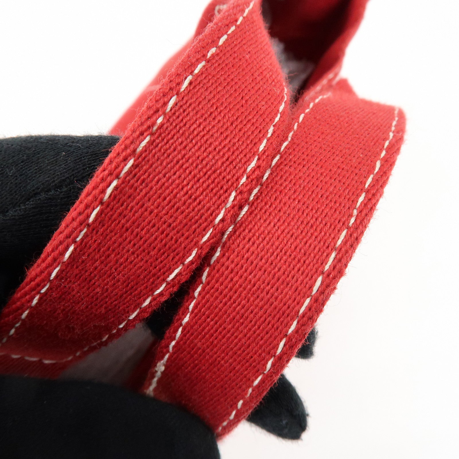 HERMES Deauville PM Canvas Hand Bag Tote Bag Red