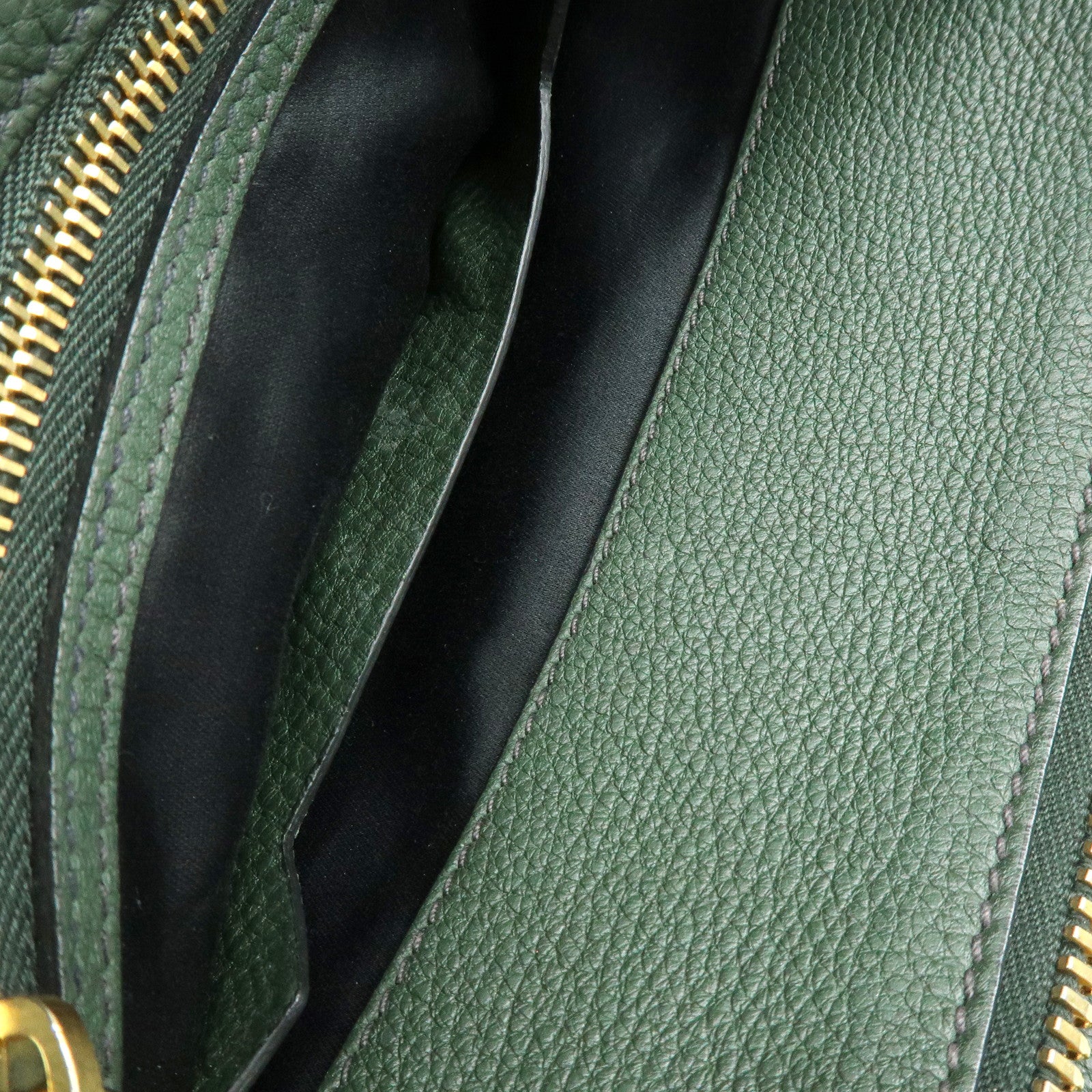 MIU MIU Logo Leather Tote Bag Shoulder Bag Hand Bag Moss Green