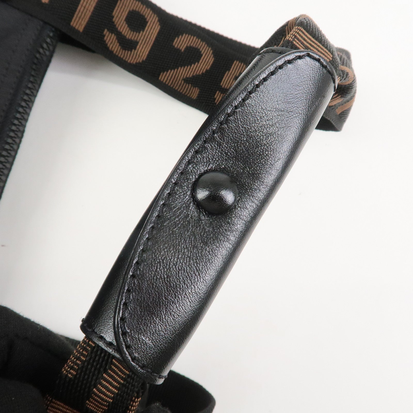 FENDI Nylon Leather Tote Bag Boston Bag Black 26680