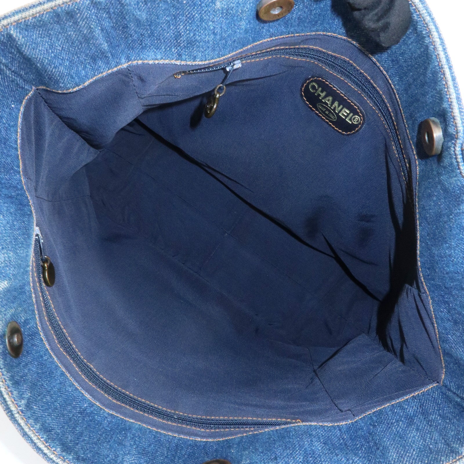 CHANEL COCO Mark Denim Tote Bag Shoulder Bag Blue
