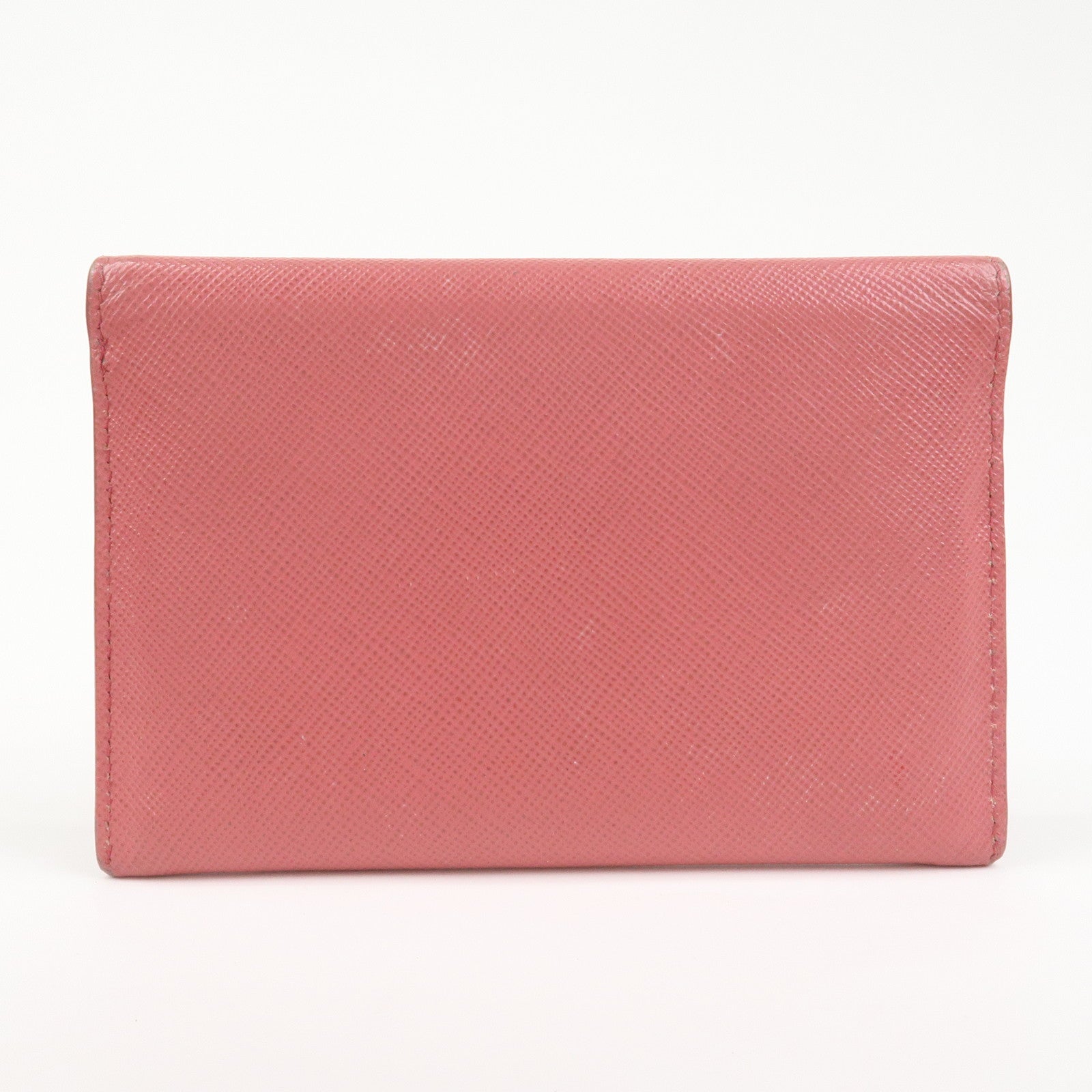 PRADA Logo Saffiano Leather Card Case Card Holder Pink 1M1362