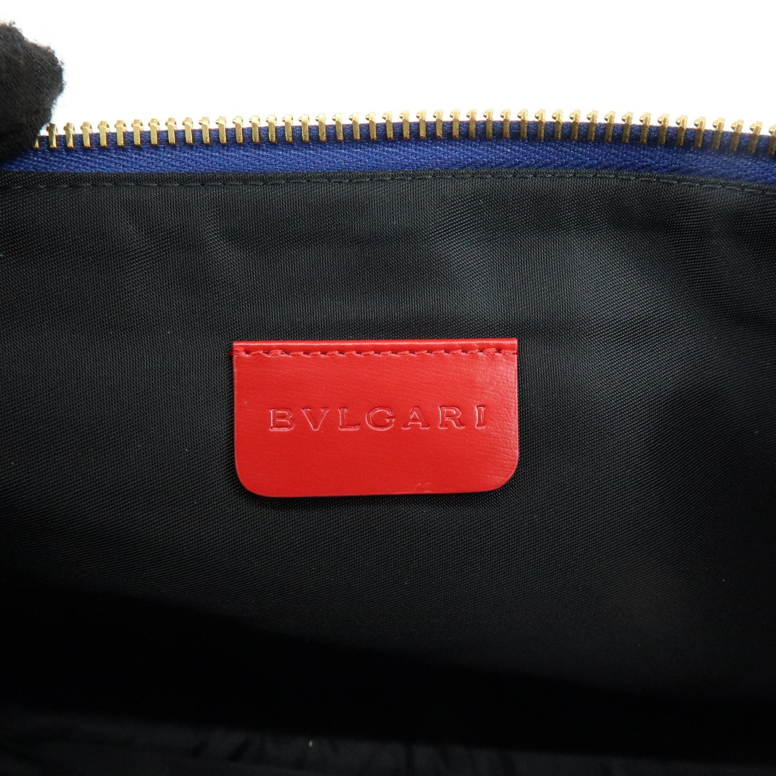 BVLGARI B-zero1 Canvas Leather Shoulder Bag Hand Bag Navy Red