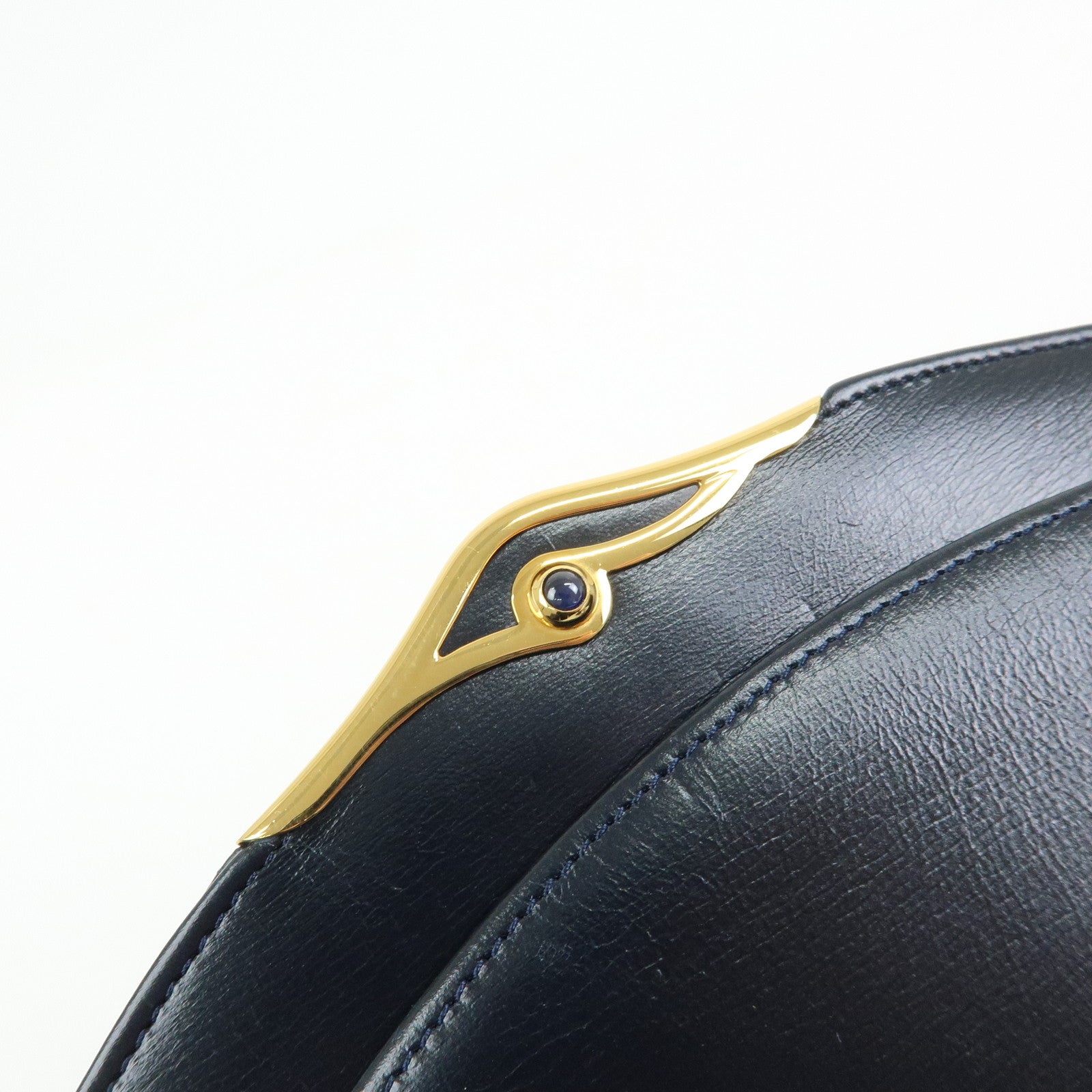 Cartier Sapphire Line Leather Shoulder Bag Crossbody Bag Dark Navy
