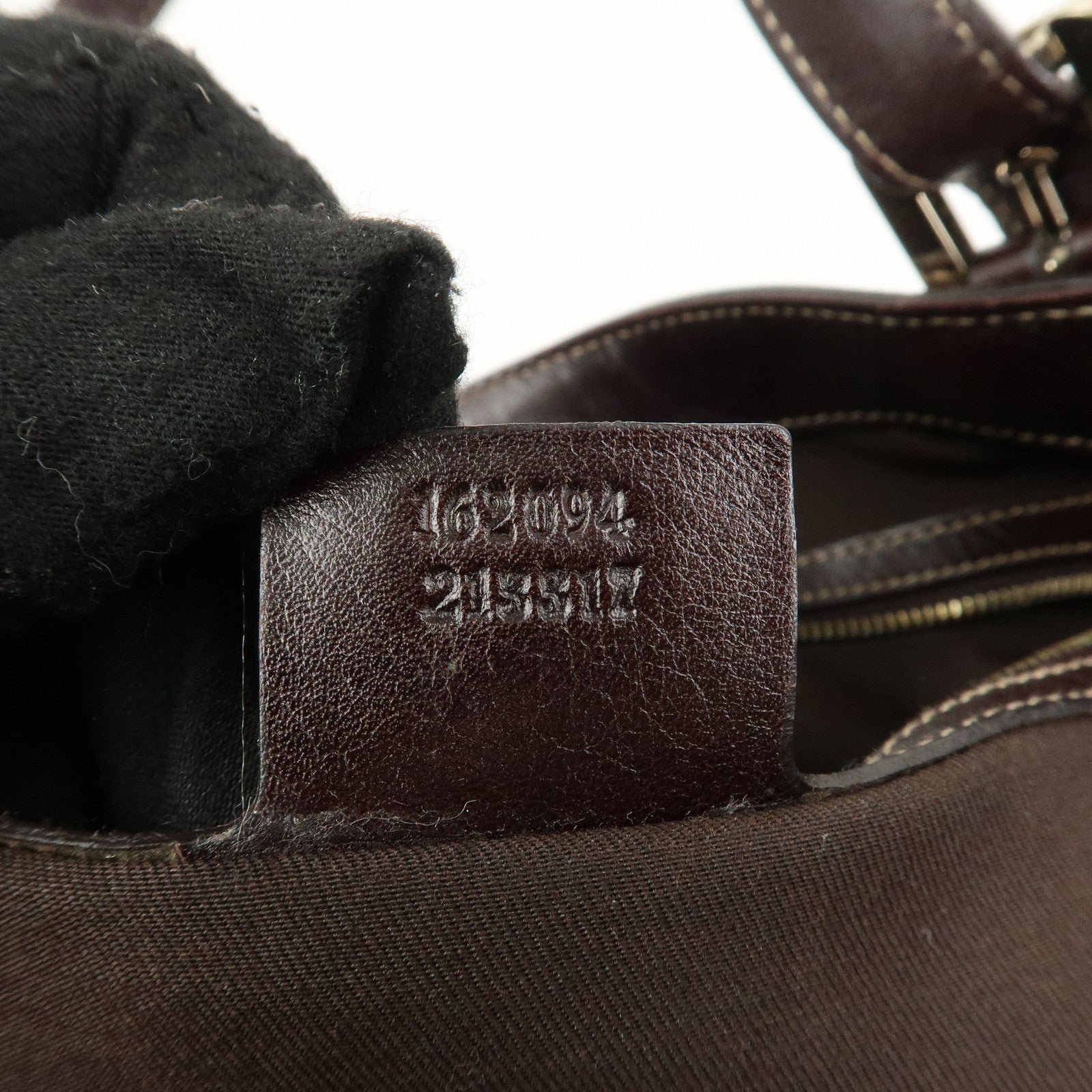 GUCCI Interlocking G Sherry Leather Shoulder Bag Dark Brown 162094