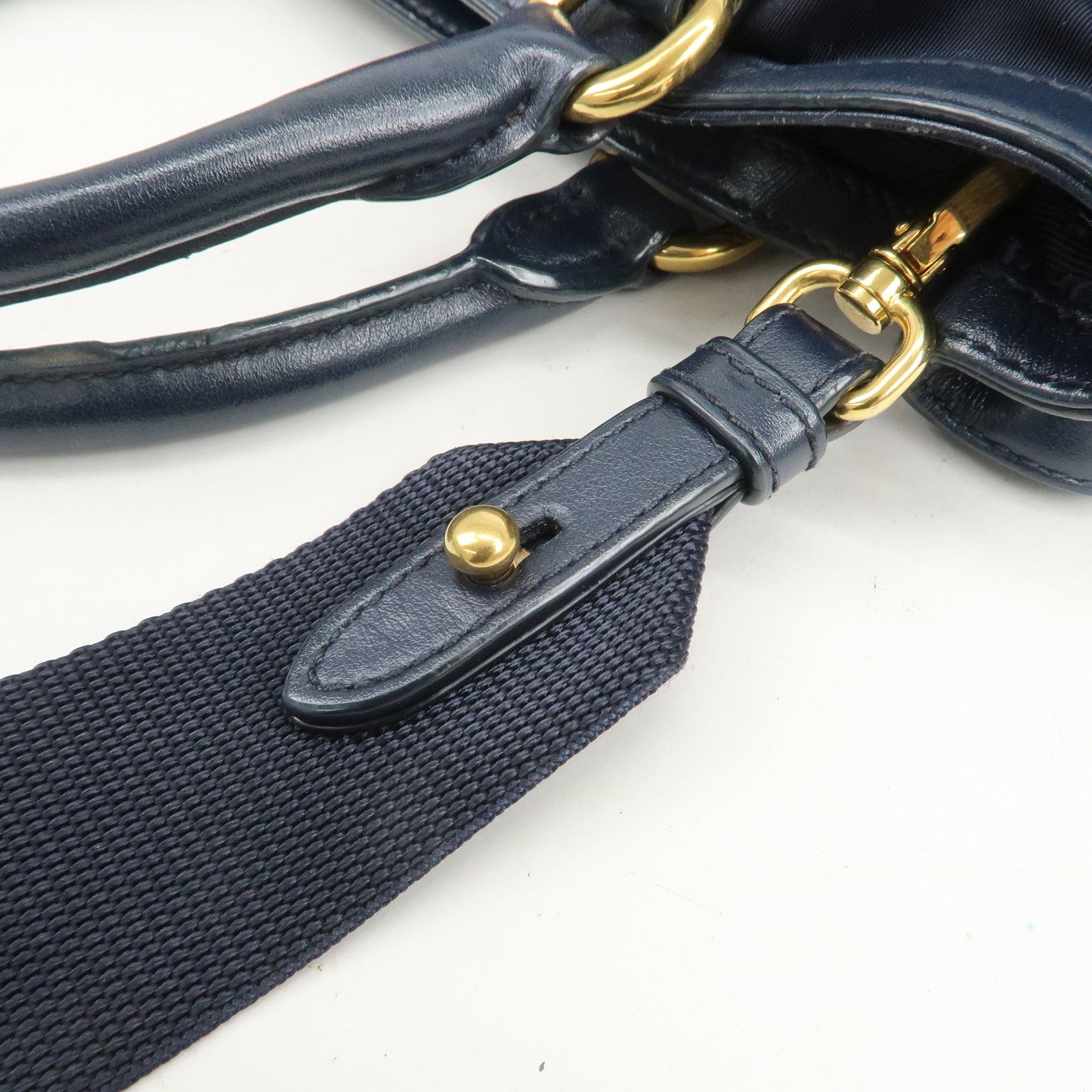 PRADA Logo Nylon 2Way Bag Hand Bag Shoulder Bag Navy 1BA172