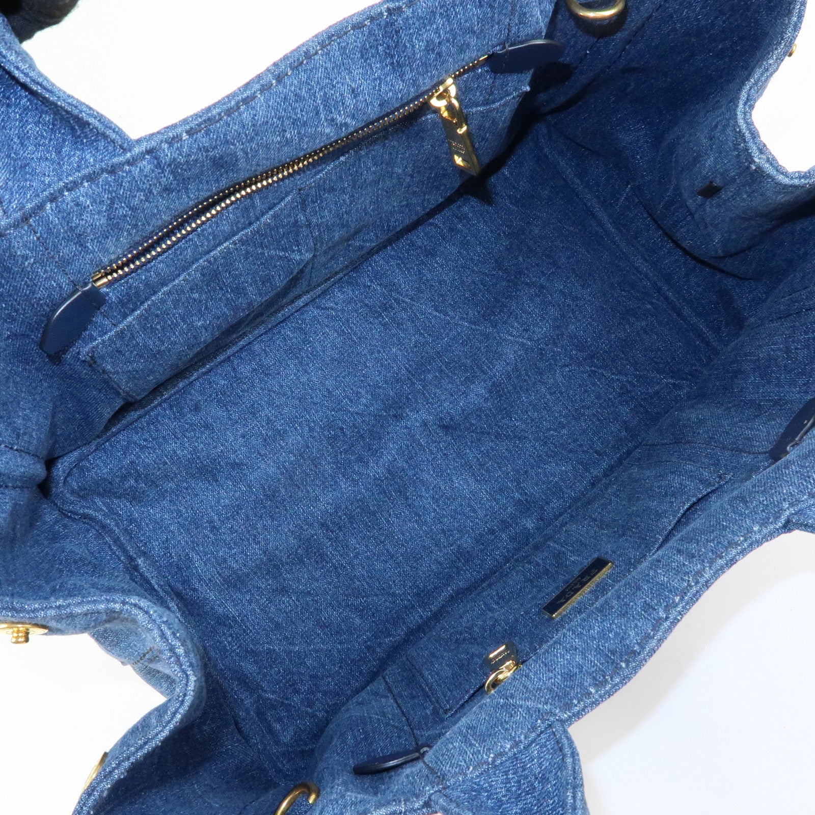 PRADA Triangle Logo Canapa Denim 2Way Hand Bag Shoulder Bag B2642B