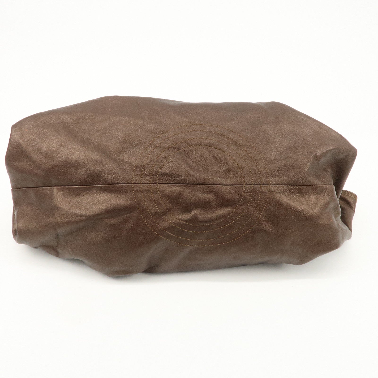 LOEWE Anagram Leather Nappa Aire Hand Bag Tote Bag Brown Used