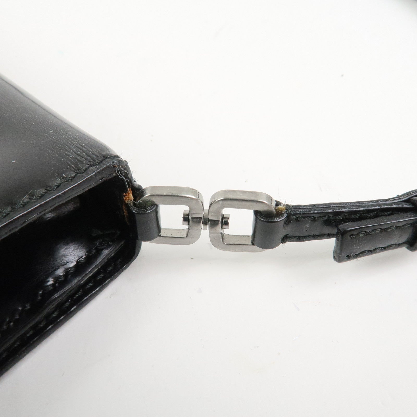 PRADA Logo Leather Shoulder Bag Hand Bag Black BR0421