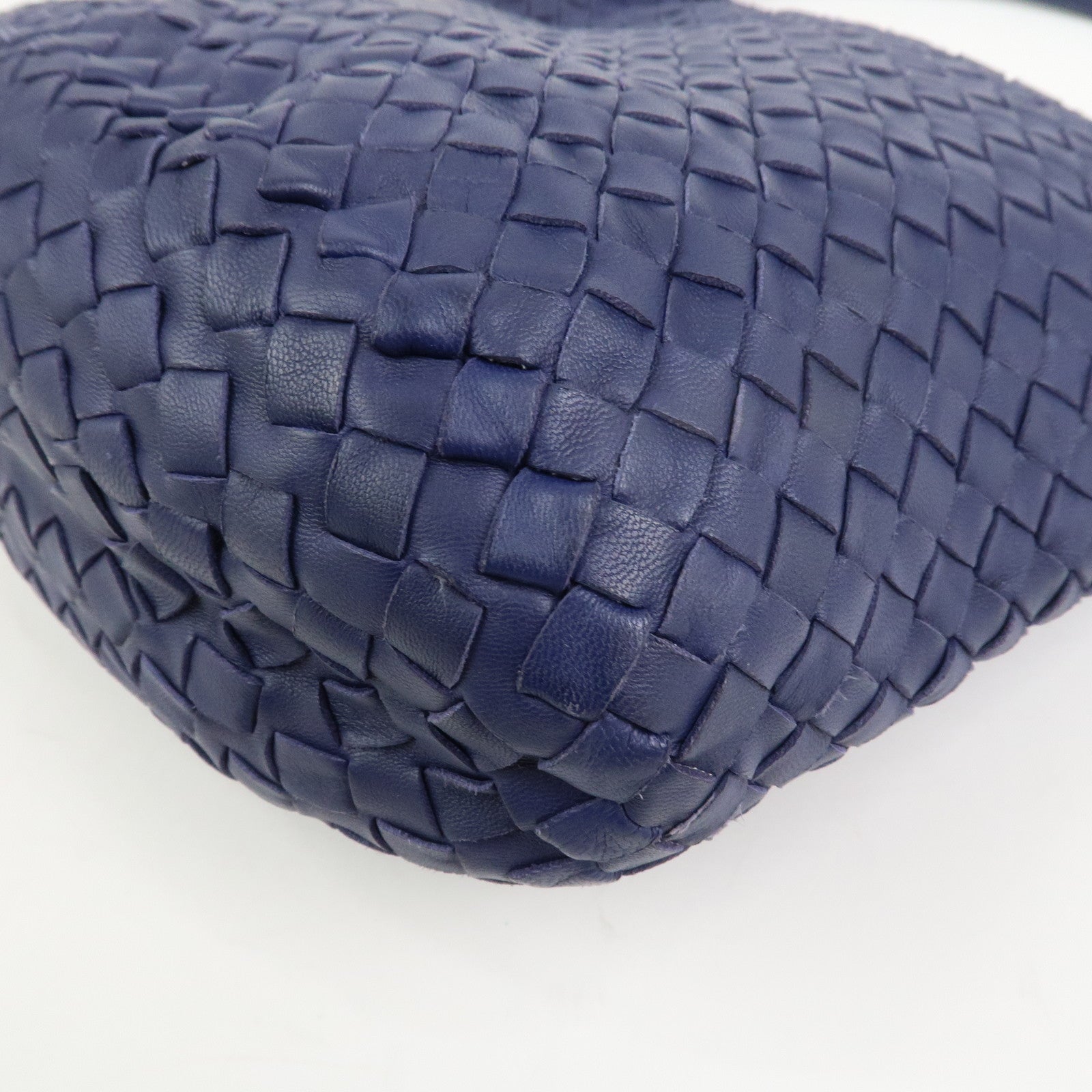 BOTTEGA VENETA Intrecciato Leather Shoulder Bag Navy 255690