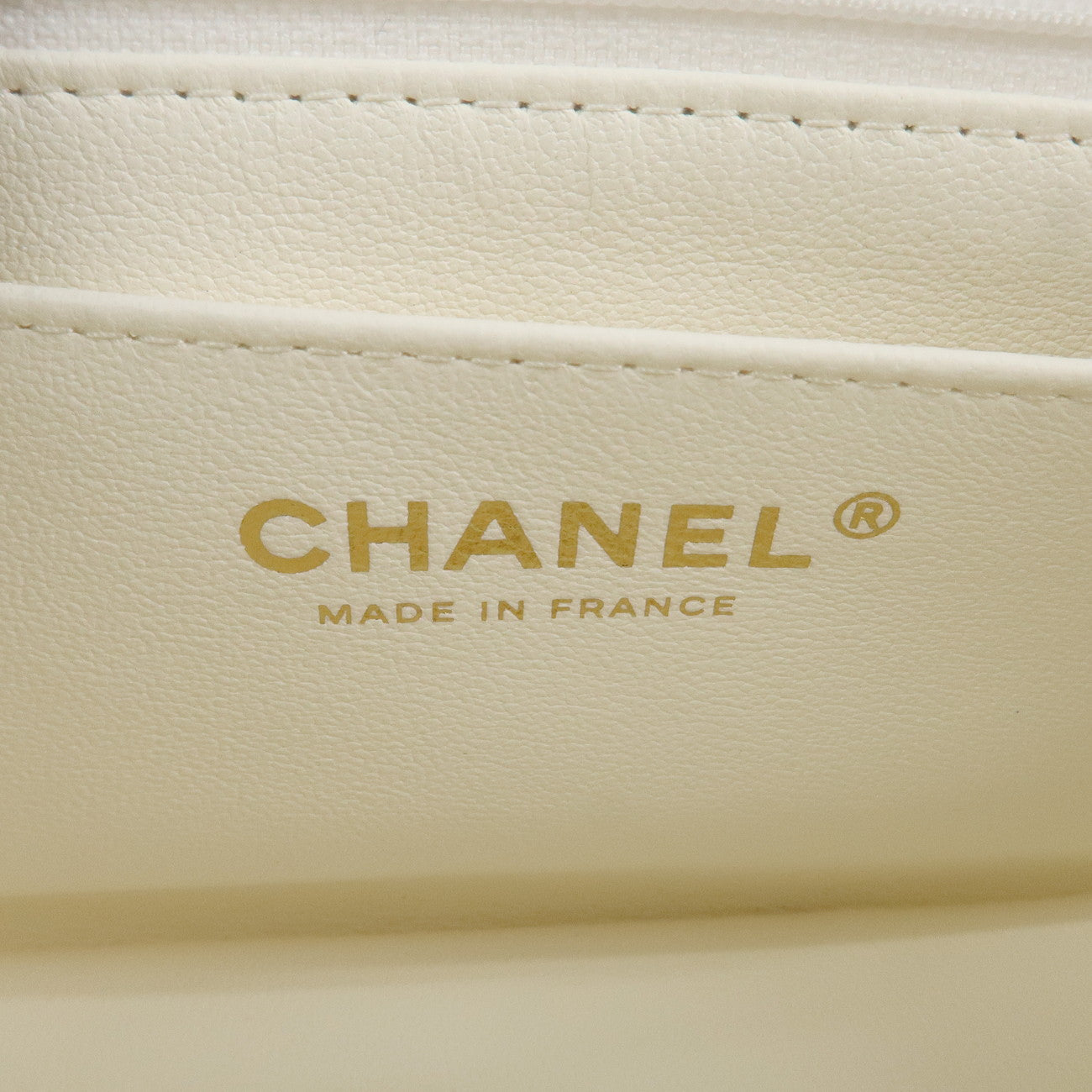 CHANEL Chocolate Bar Lamb skin White   Gold -
