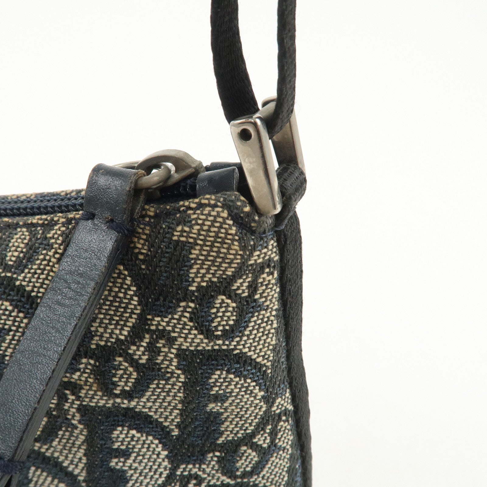 Christian Dior Trotter Canvas Leather Shoulder Bag Hand Bag Navy