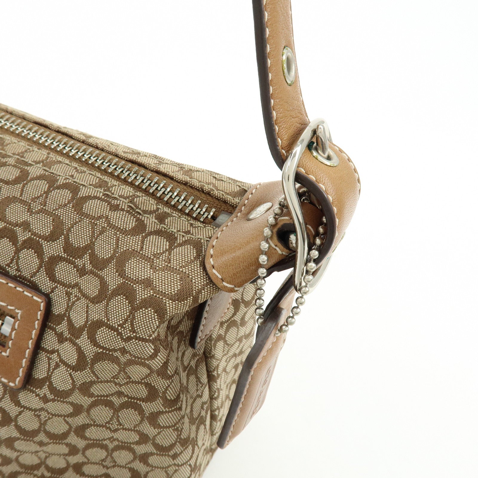 COACH Signature Canvas Leather Hand Bag Shoulder Bag Brown