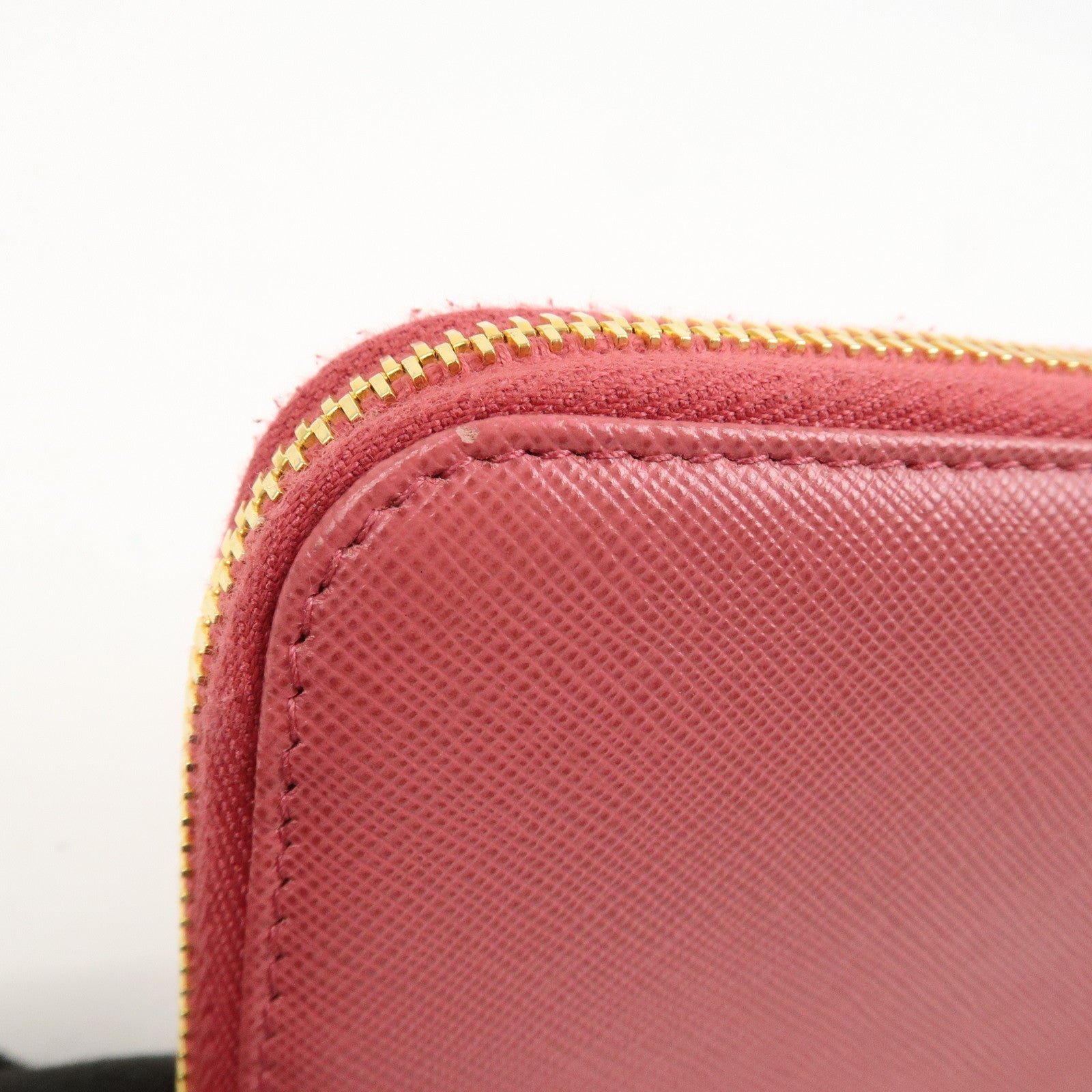 PRADA Logo Saffiano Leather Zippy Long Wallet Pink 1M0506