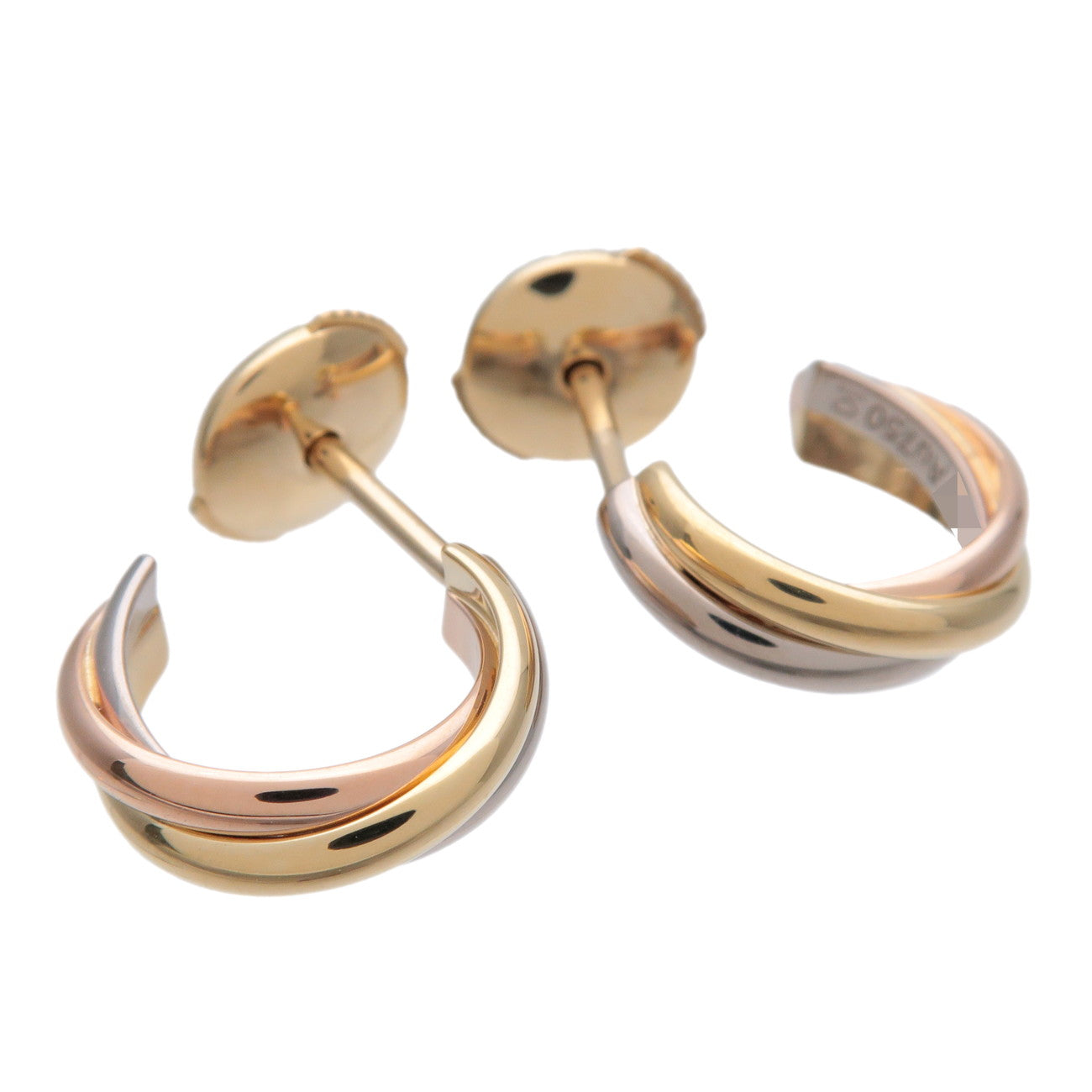 Cartier Trinity Earrings K18 750 White Gold Rose Gold Yellow Gold
