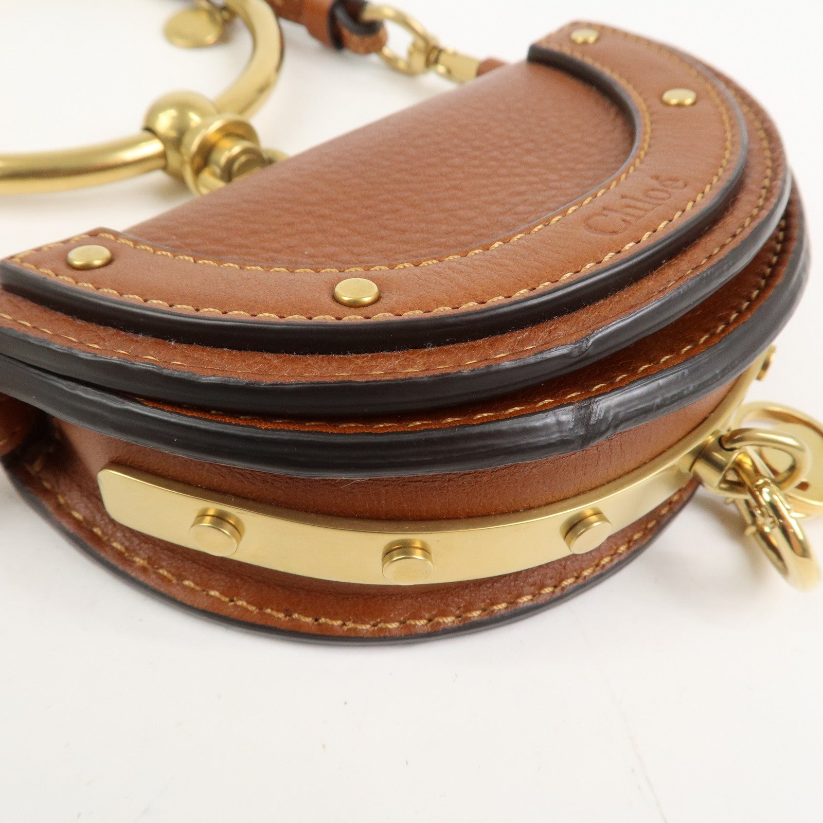 Chloe Alphabet Nile Minaudier Calf Leather 2Way Bag Shoulder Bag