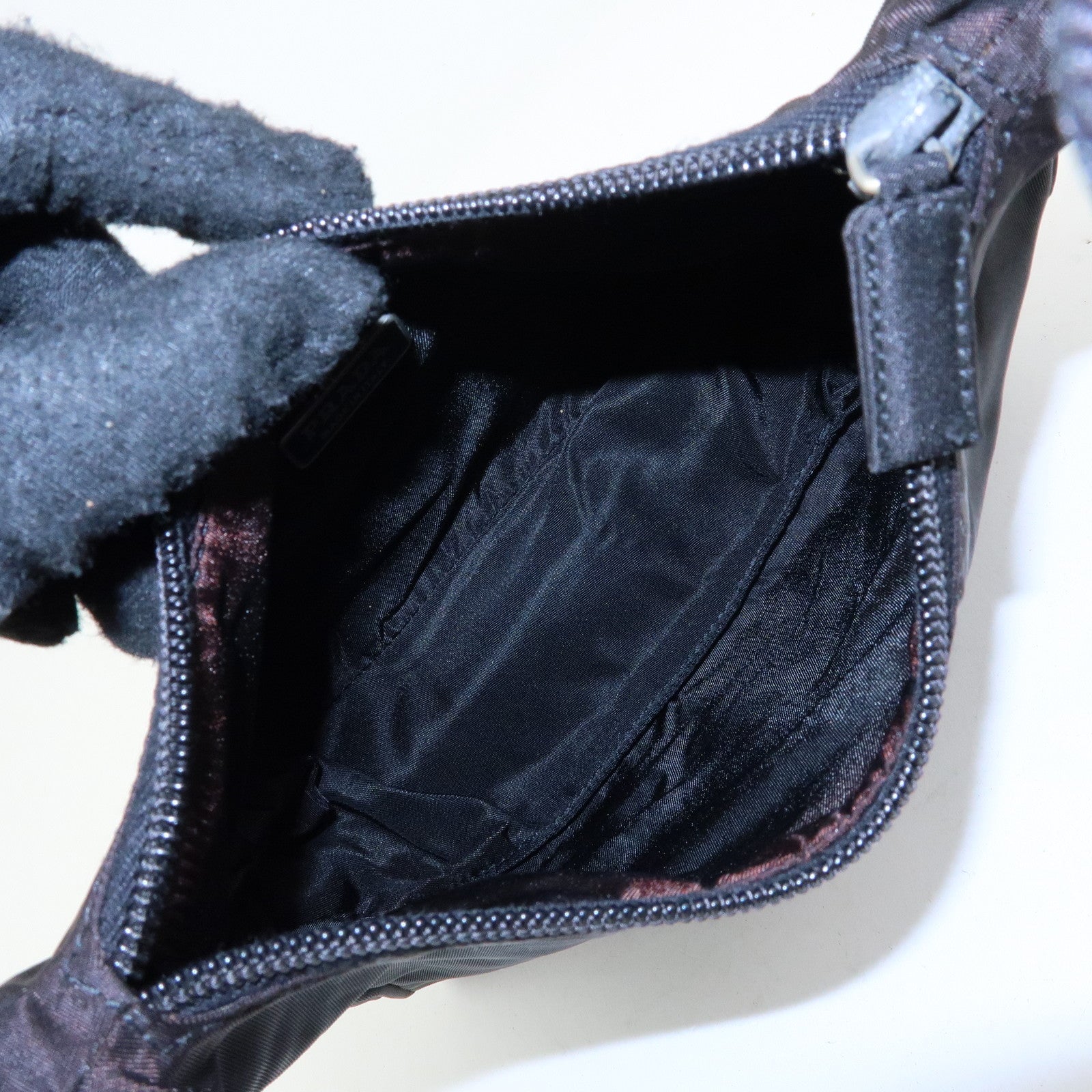 PRADA Triangle Logo Nylon Mini Hand Bag Shoulder Bag Black