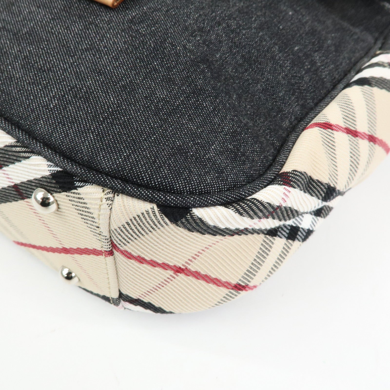 Burberry Nova Plaid Denim Canvas 2Way Shoulder Hand Bag Indigo Blue