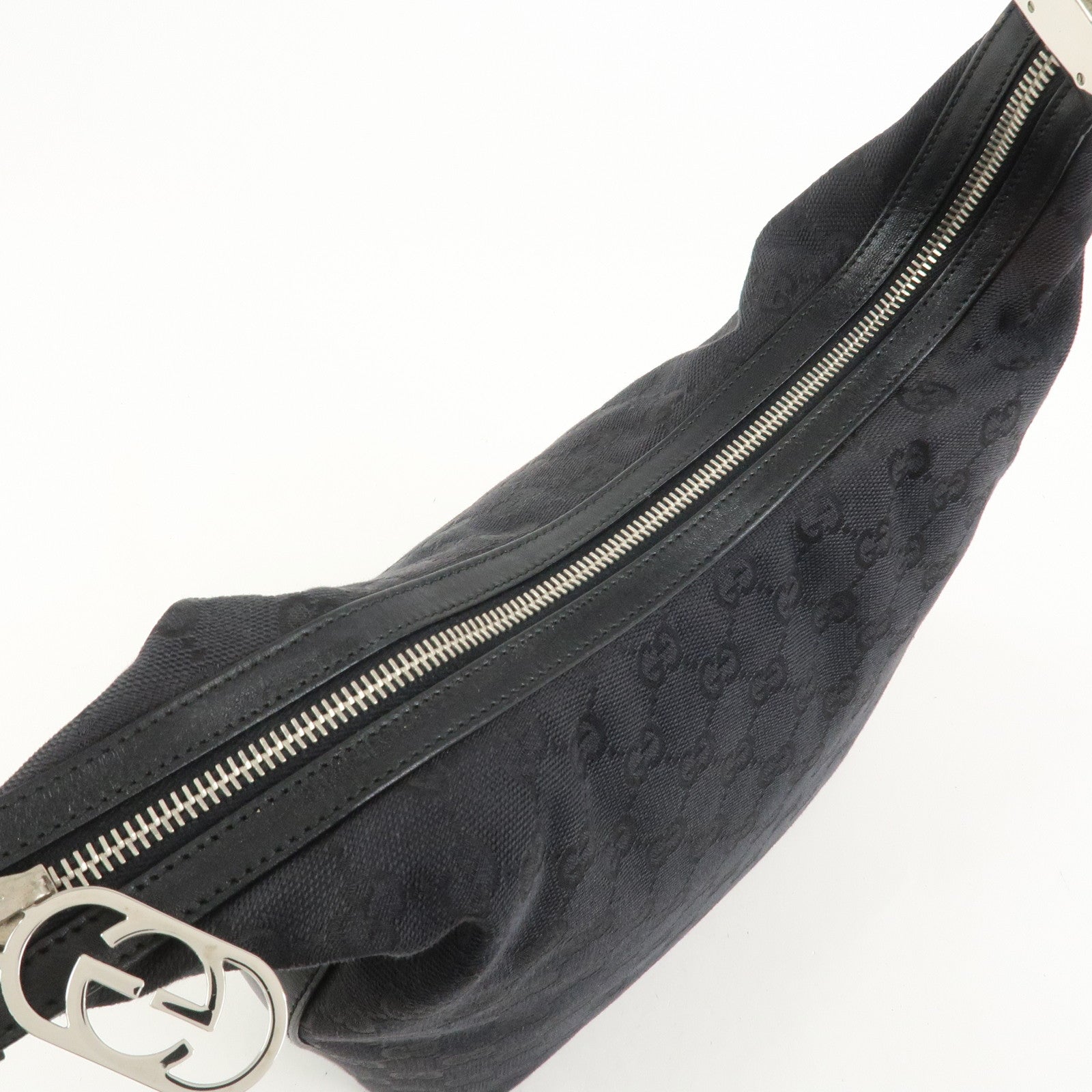 GUCCI Logo GG Canvas Leather Shoulder Bag Hand Bag Black 001.3814