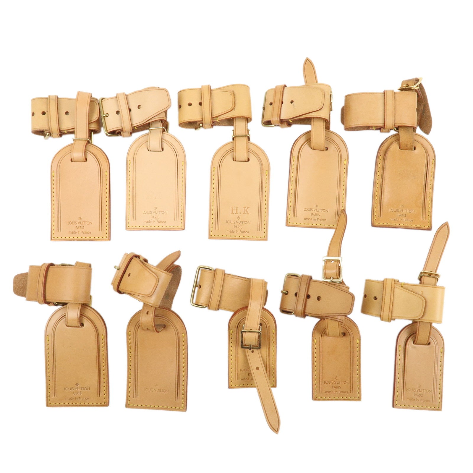 Louis Vuitton Set of 10 Leather Name Tag & Poignet Natural