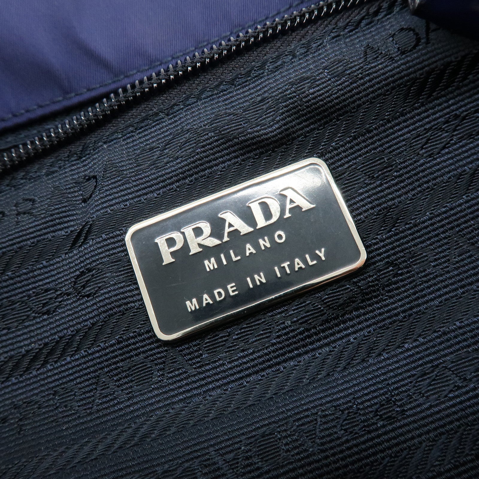 PRADA Triangle Logo Nylon Leather Backpack Rucksack Navy B4650F